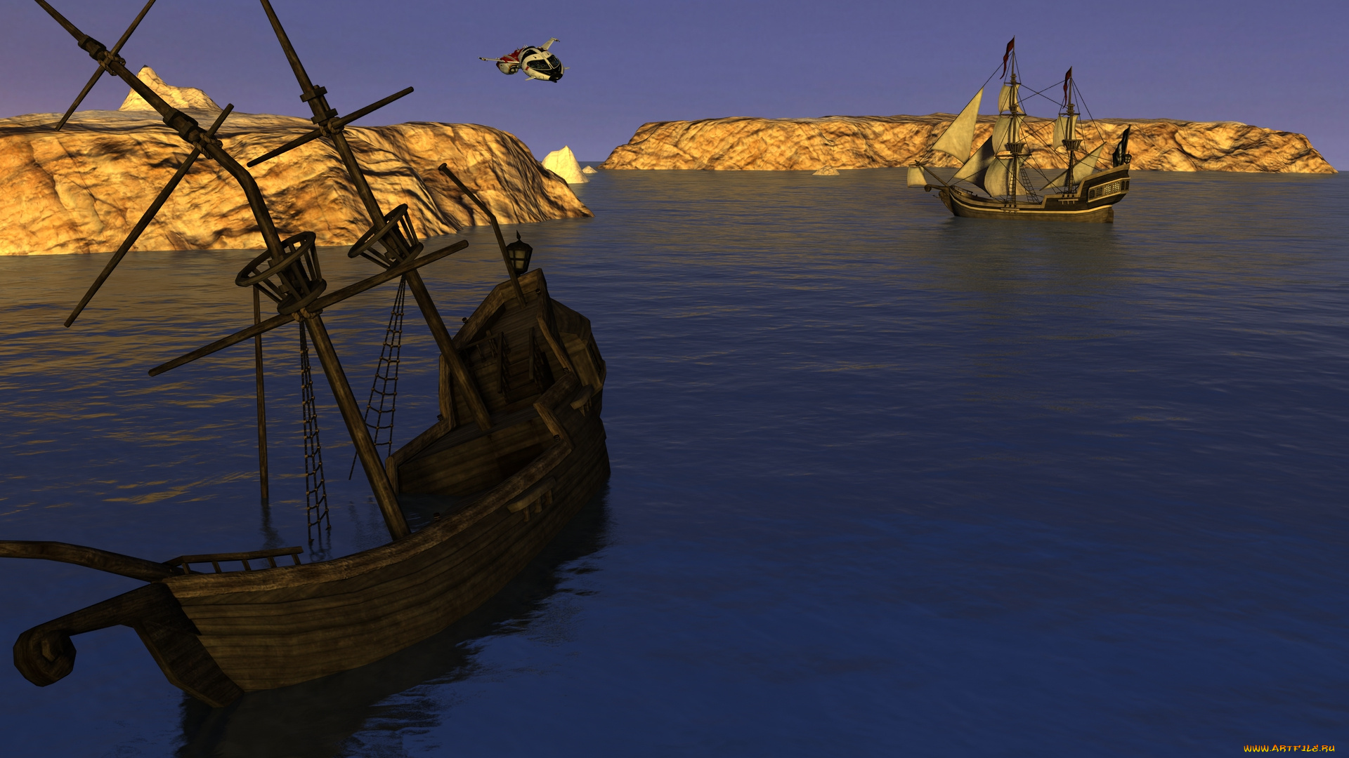 3д, графика, море, , sea, море, корабли