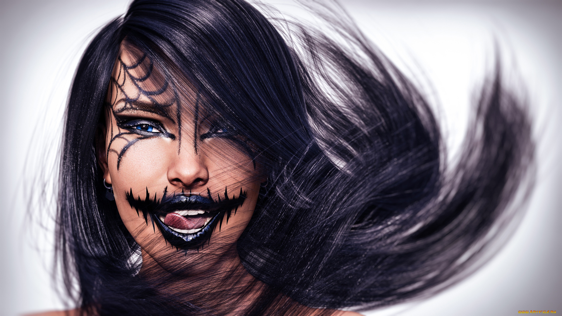 3д, графика, ужас, , horror, девушка, лицо