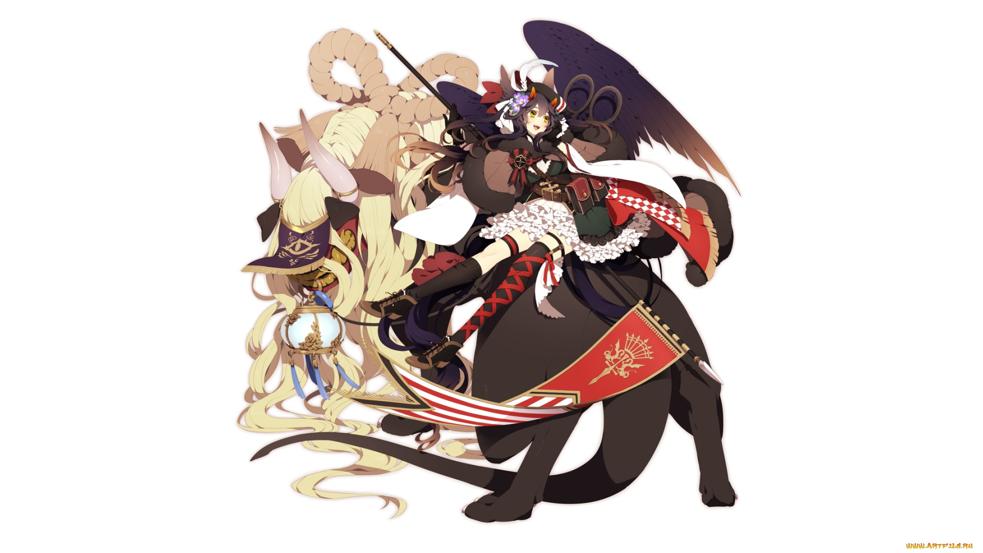 аниме, ангелы, , демоны, фон, взгляд, девушка