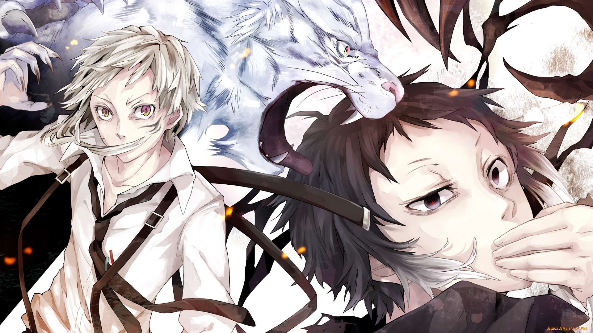 аниме, bungou, stray, dogs, бродячие, псы, литературные, гении