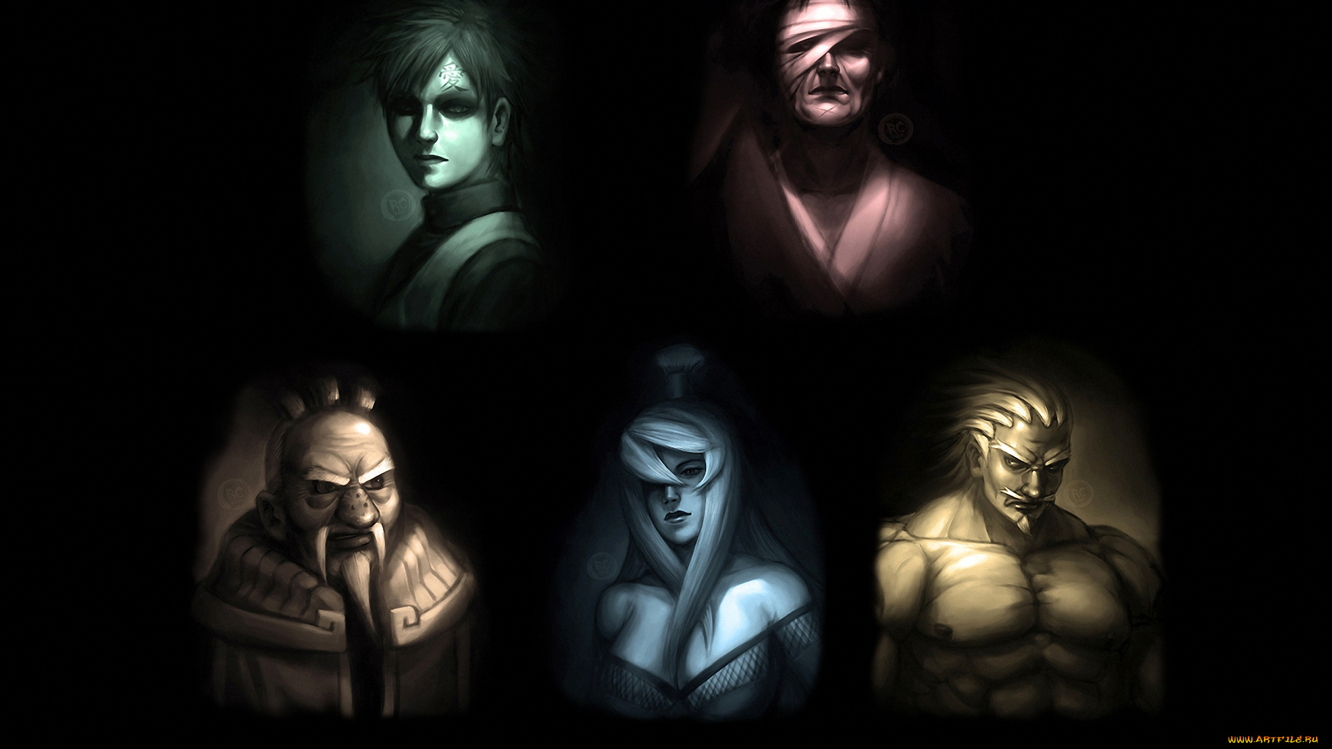 аниме, naruto, danzo, shimura, onoki, mei, lightning, shadow, gaara, kage