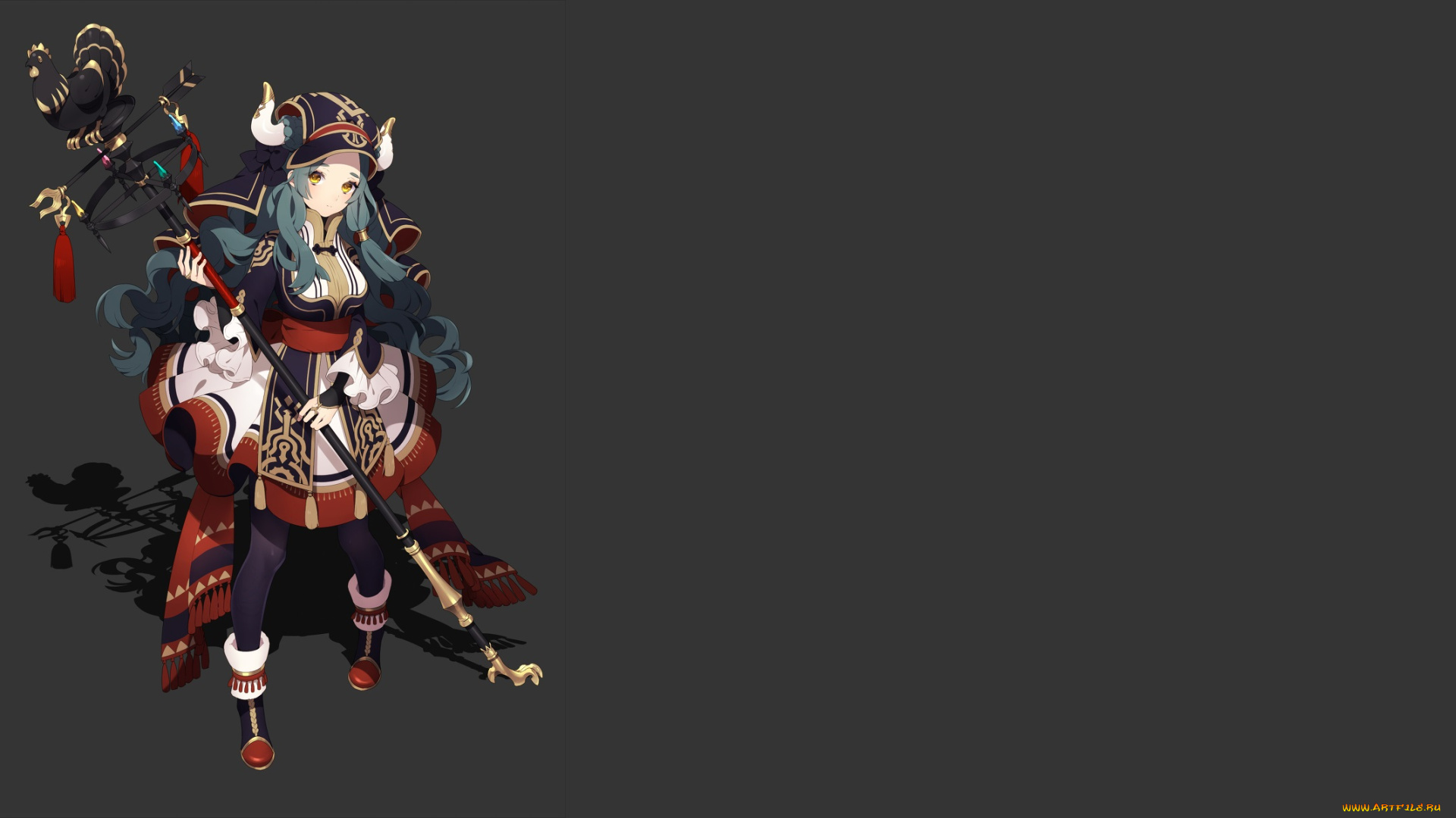 аниме, животные, , существа, девушка, взгляд, фон