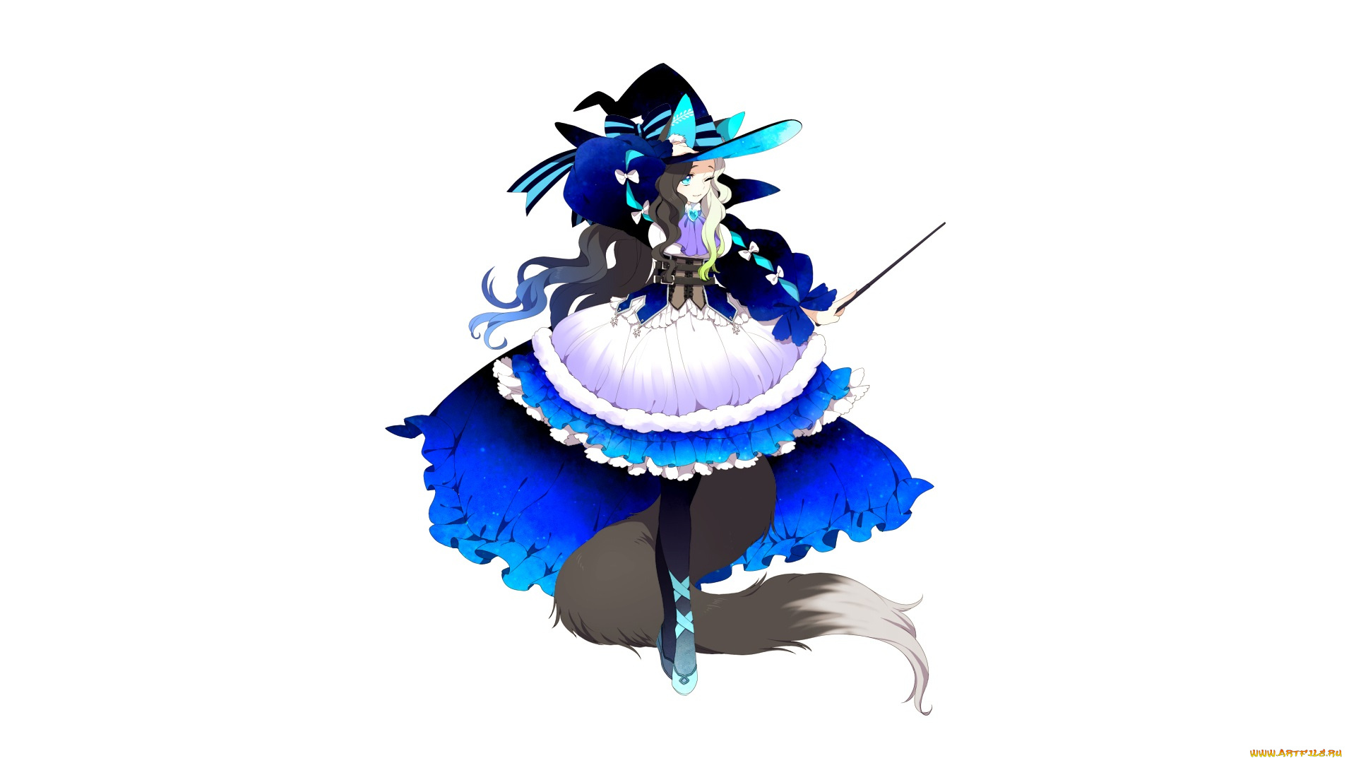 аниме, животные, , существа, взгляд, девушка, фон