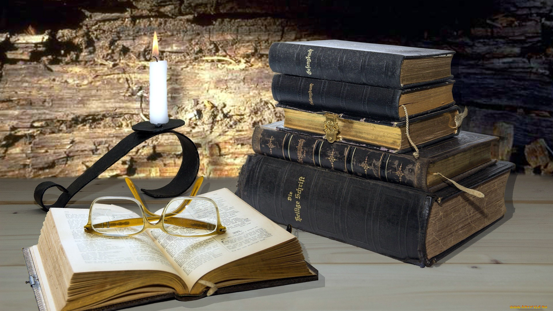 разное, канцелярия, , книги, фолианты, очки, свеча