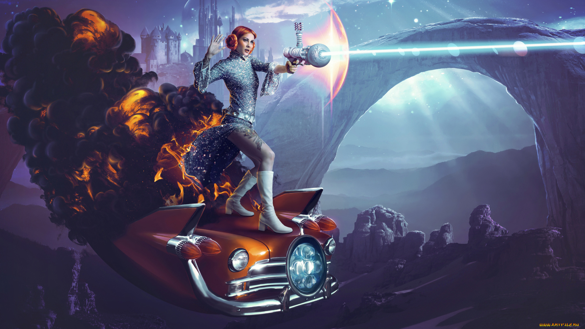 разное, компьютерный, дизайн, прическа, автомомбиль, оружие, фон, девушка