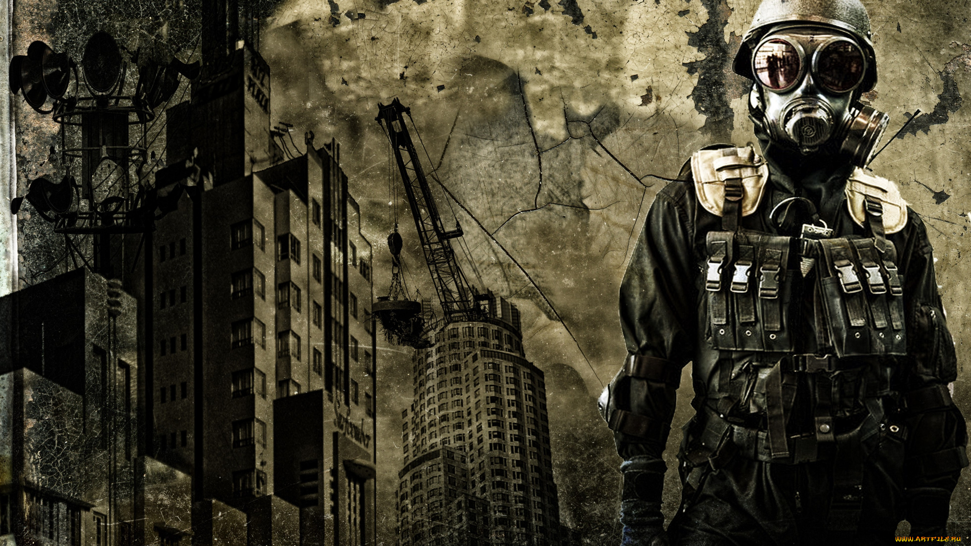 разное, компьютерный, дизайн, респиратор, фон, мужчина, униформа, дом