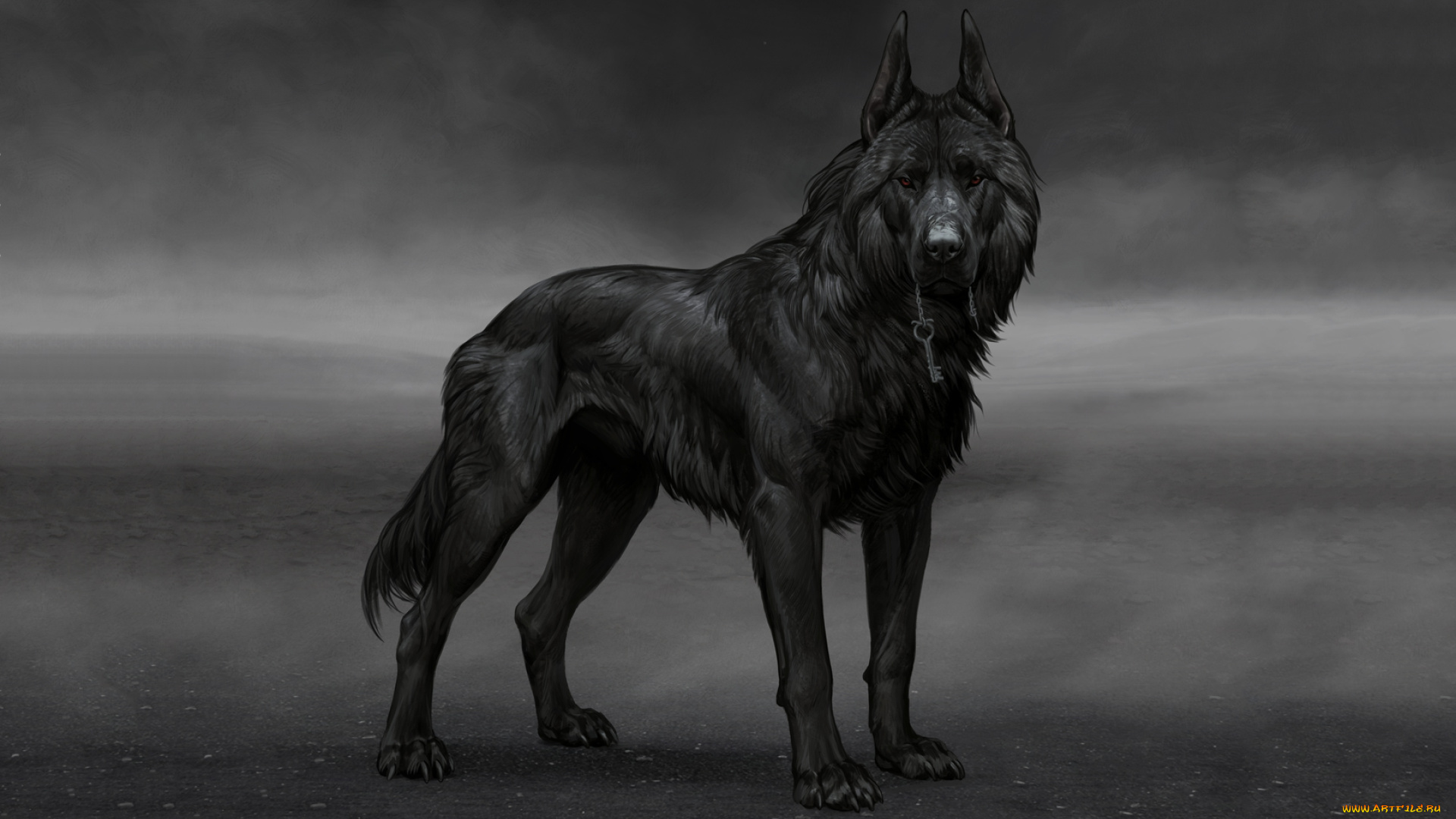 рисованное, животные, , собаки, atenebris, собака, арт