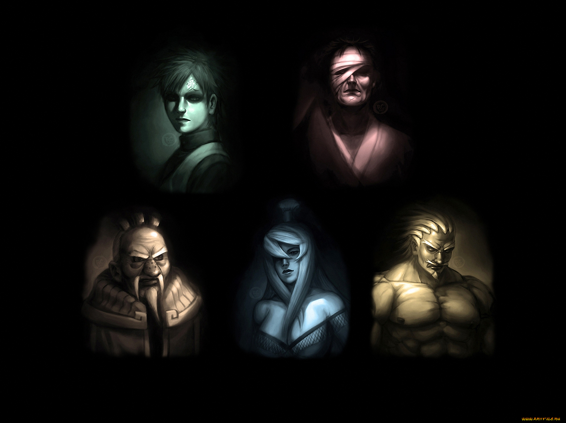 аниме, naruto, danzo, shimura, onoki, mei, lightning, shadow, gaara, kage