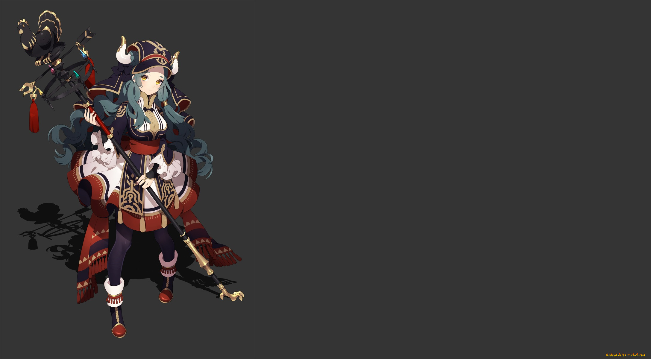 аниме, животные, , существа, девушка, взгляд, фон