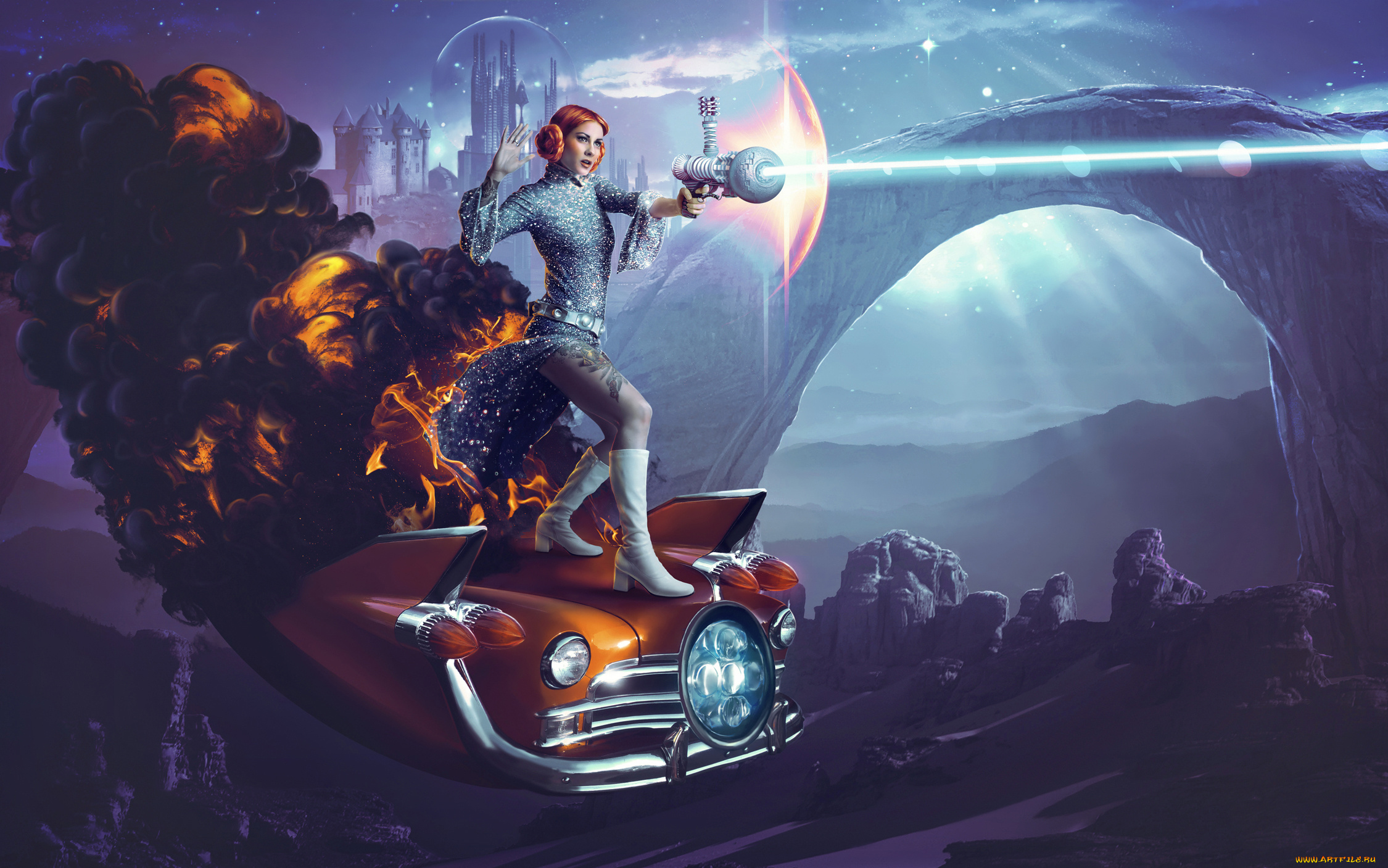 разное, компьютерный, дизайн, прическа, автомомбиль, оружие, фон, девушка