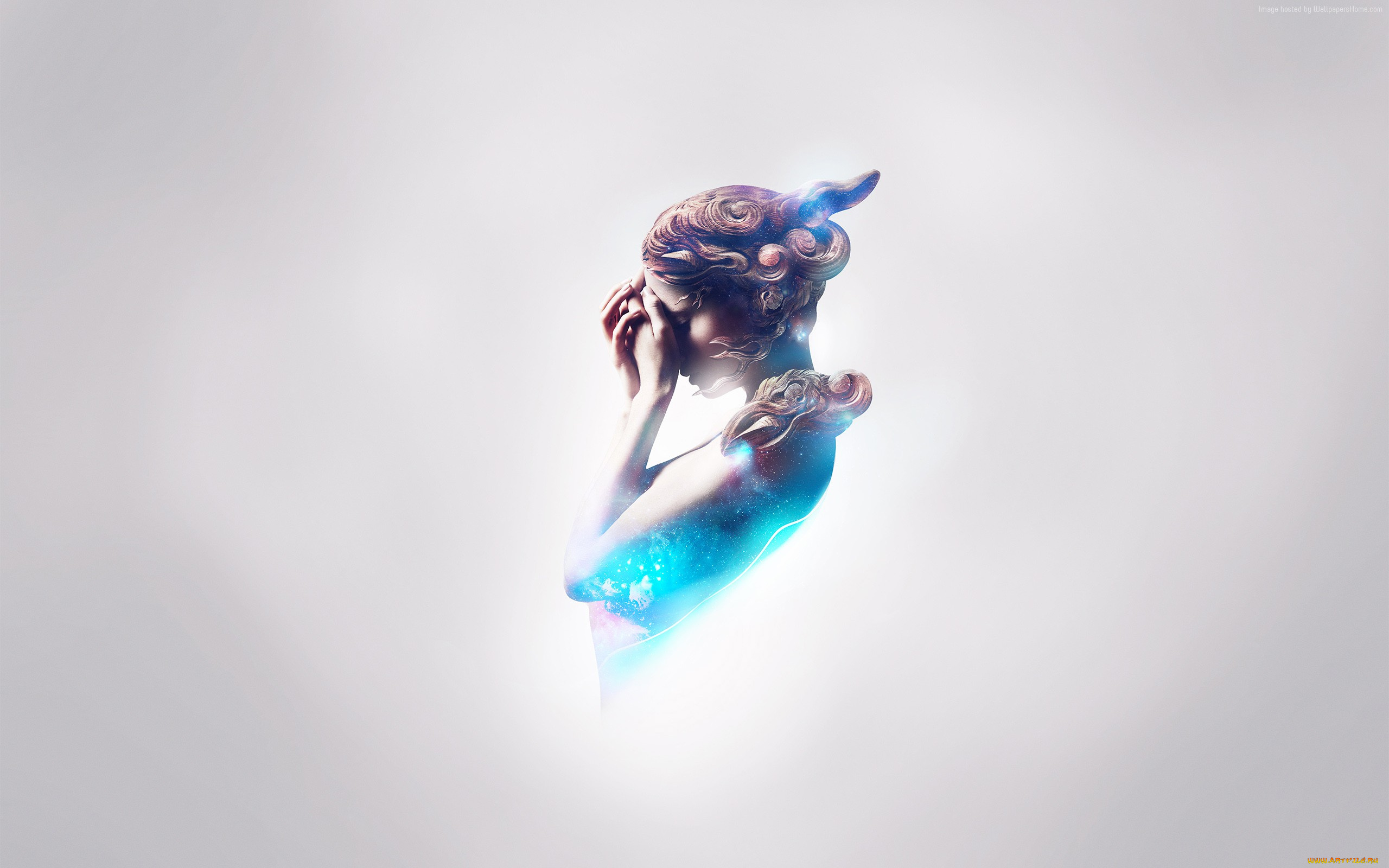 рисованное, минимализм, свечение, девушка