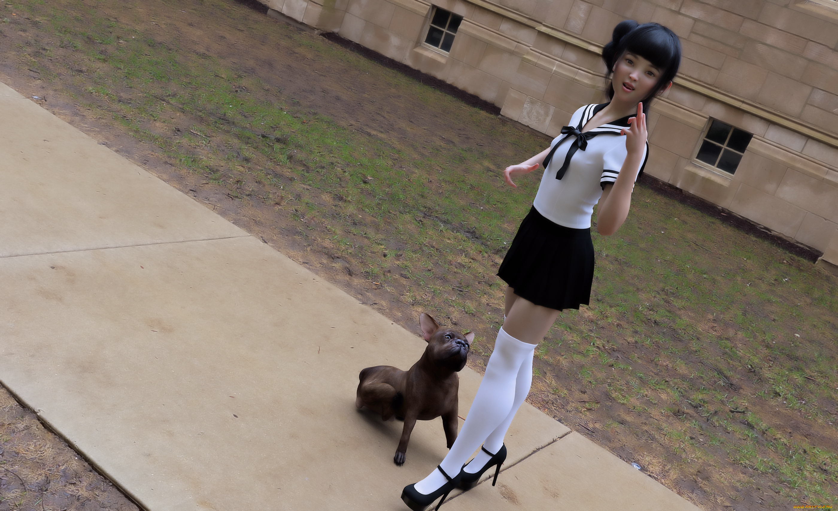 3д, графика, люди, и, животные, , people, and, animals, фон, взгляд, девочка