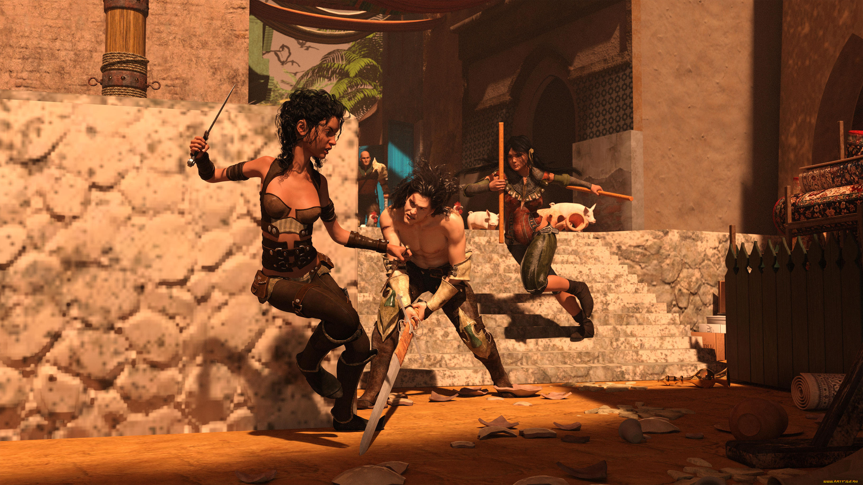 3д, графика, фантазия, , fantasy, девушка, фон, взгляд