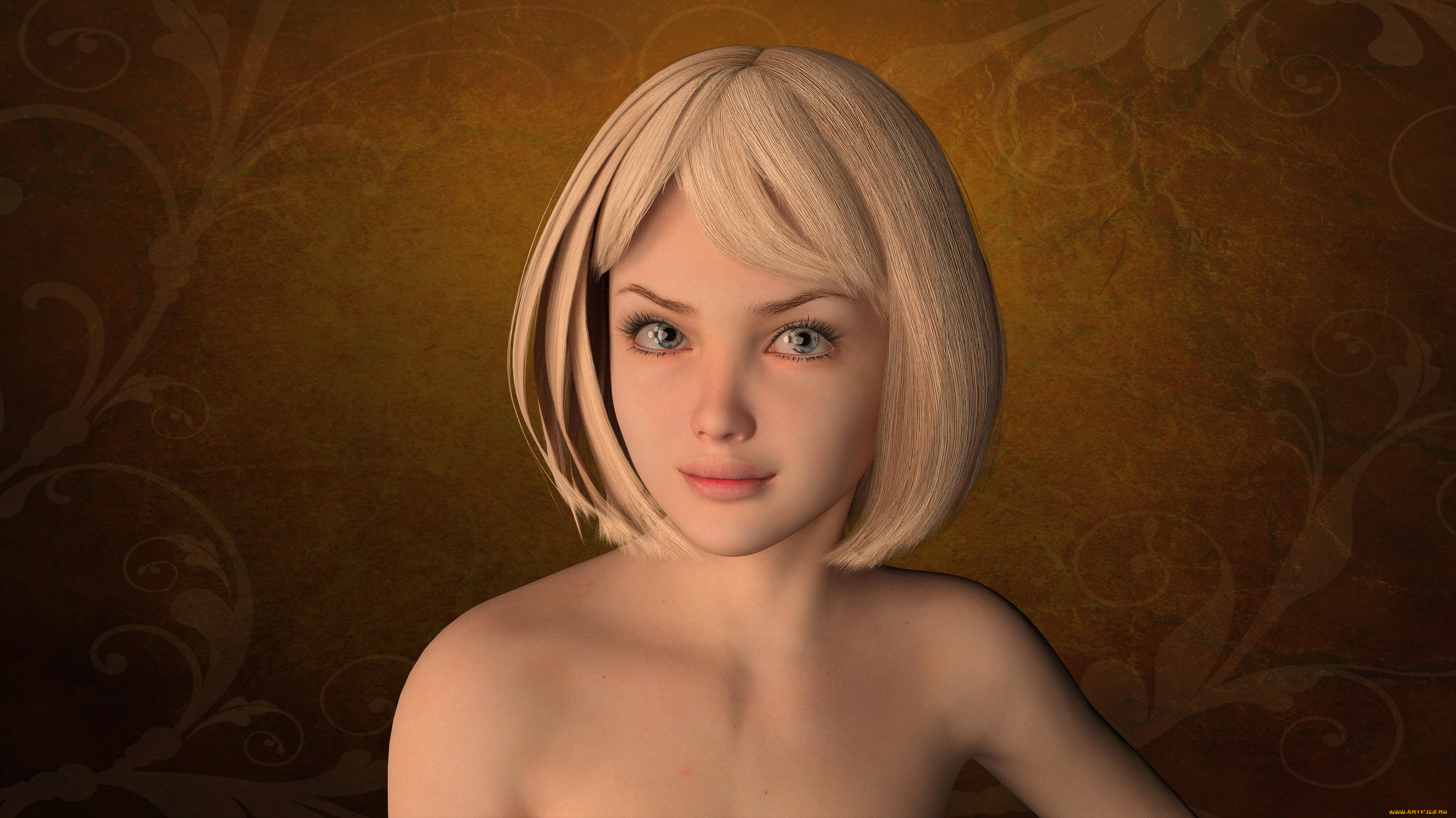 3д, графика, портрет, , portraits, фон, взгляд, девушка