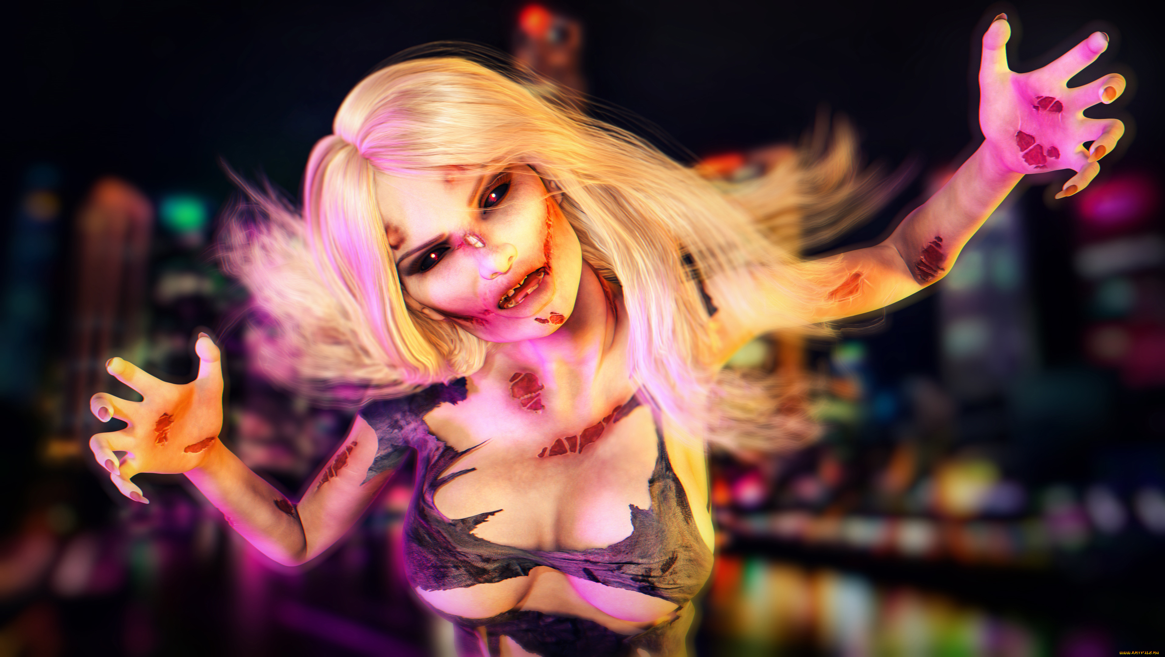 3д, графика, ужас, , horror, демон, девушка