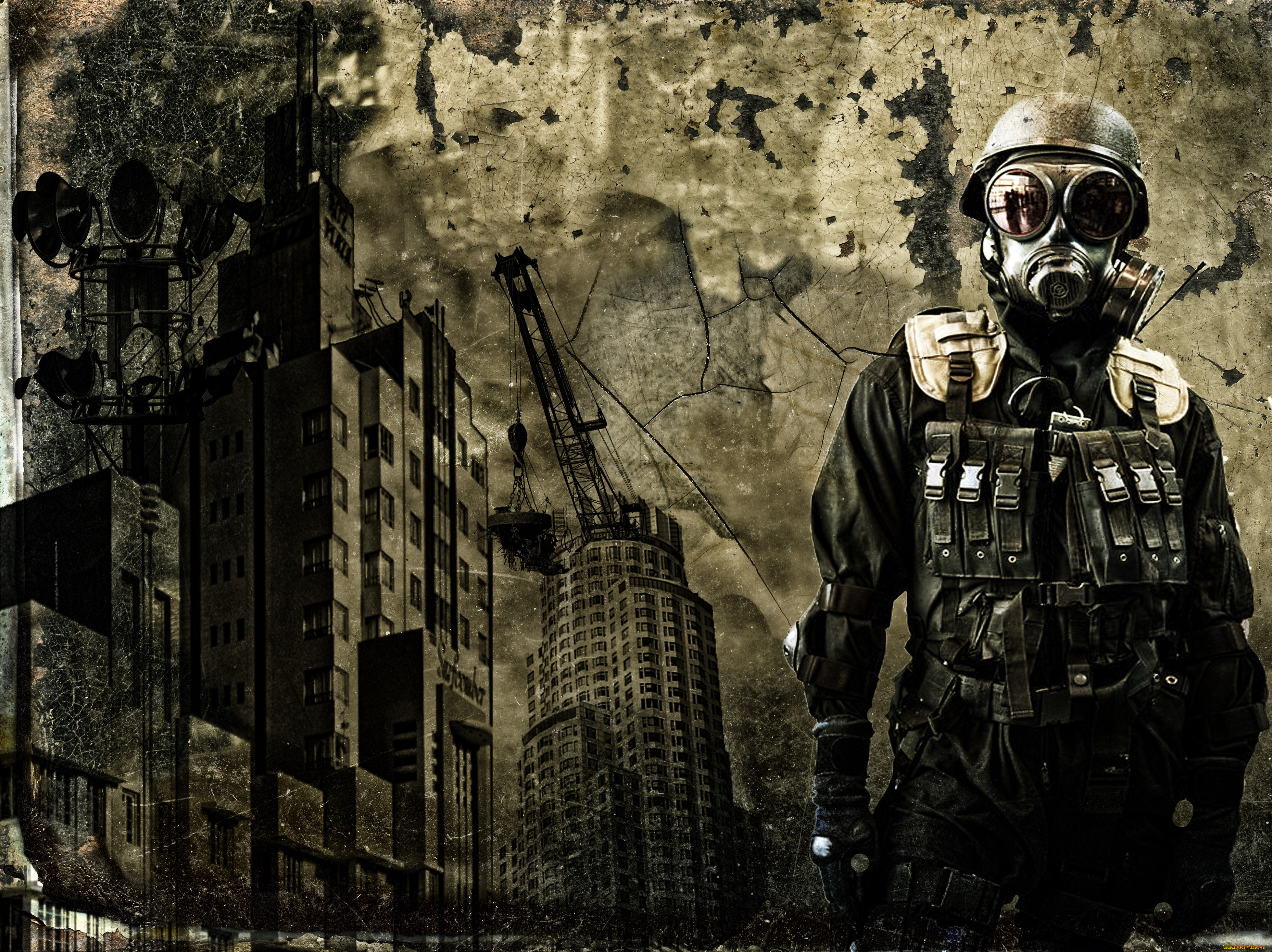 разное, компьютерный, дизайн, респиратор, фон, мужчина, униформа, дом