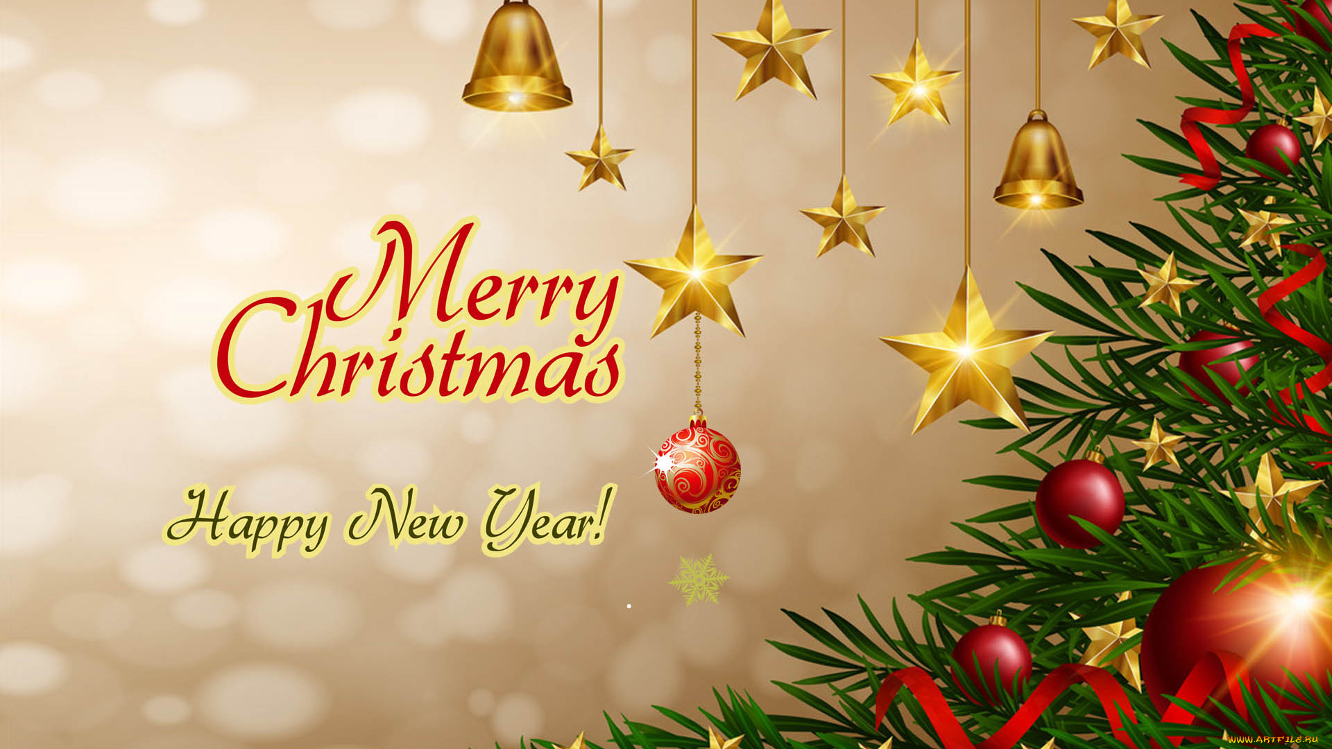 праздничные, векторная, графика, , новый, год, колокольчики, звезды, ёлка, украшения