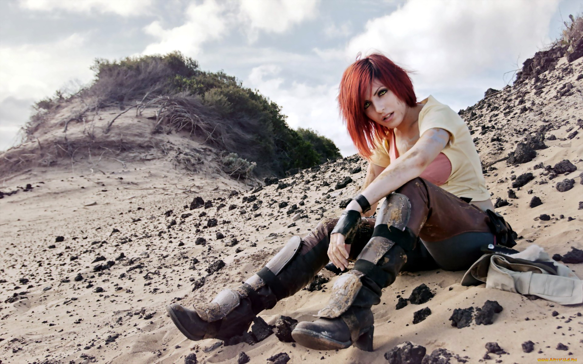 девушки, -, креатив, , косплей, lilith, костюм, рыжая, сапоги, yasemin, arslan