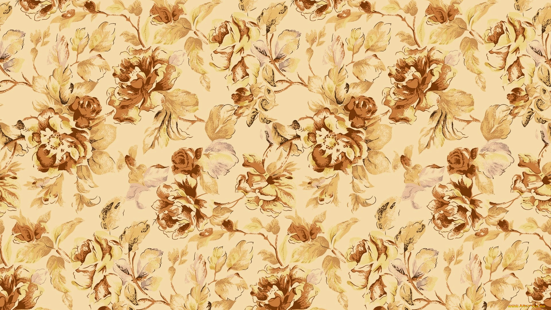 рисованное, цветы, орнамент, узор