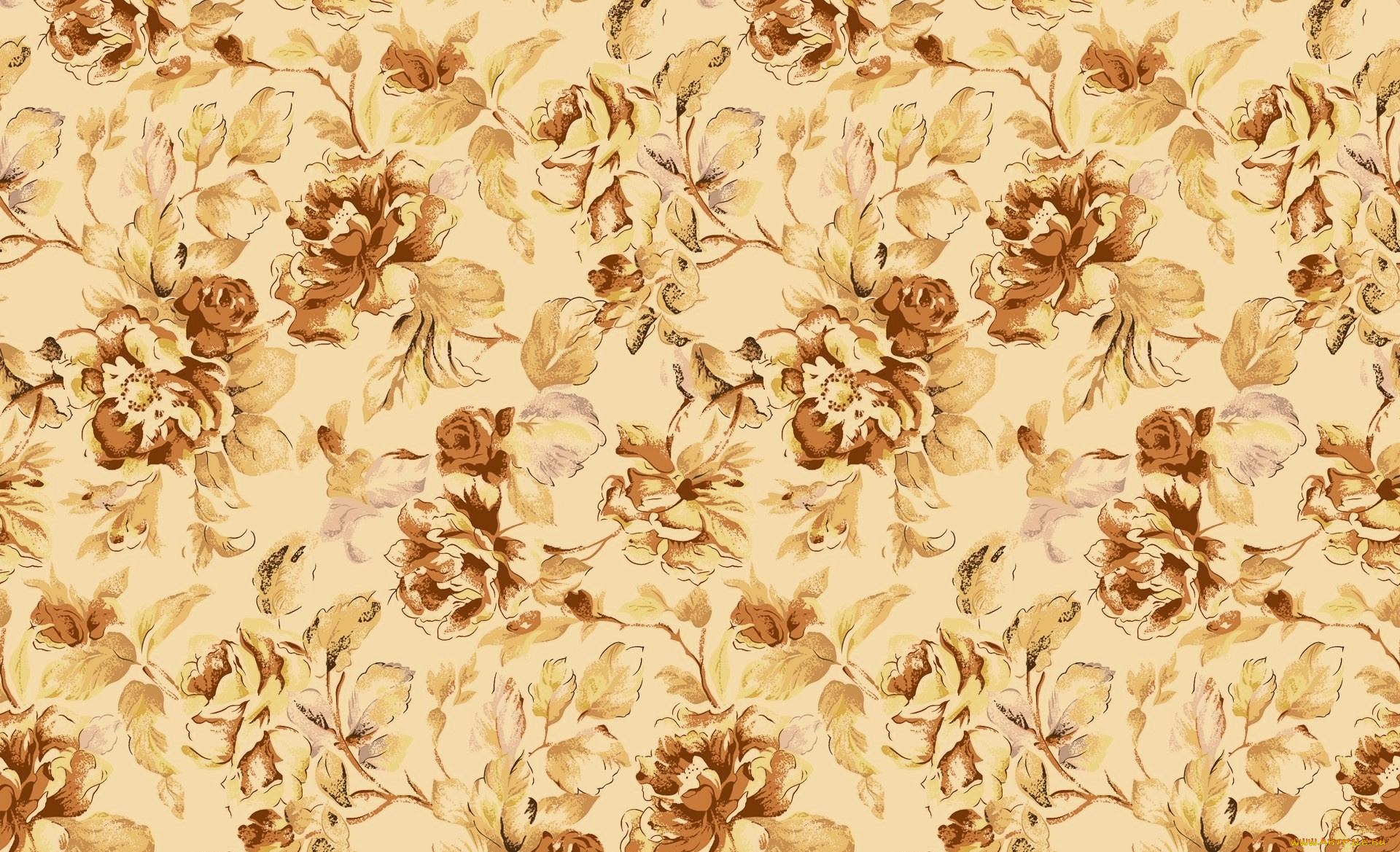 рисованное, цветы, орнамент, узор