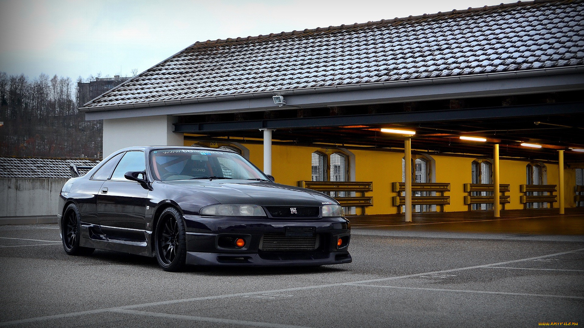 nissan, r33, gtr, автомобили, nissan, datsun, черный, парковка, здание