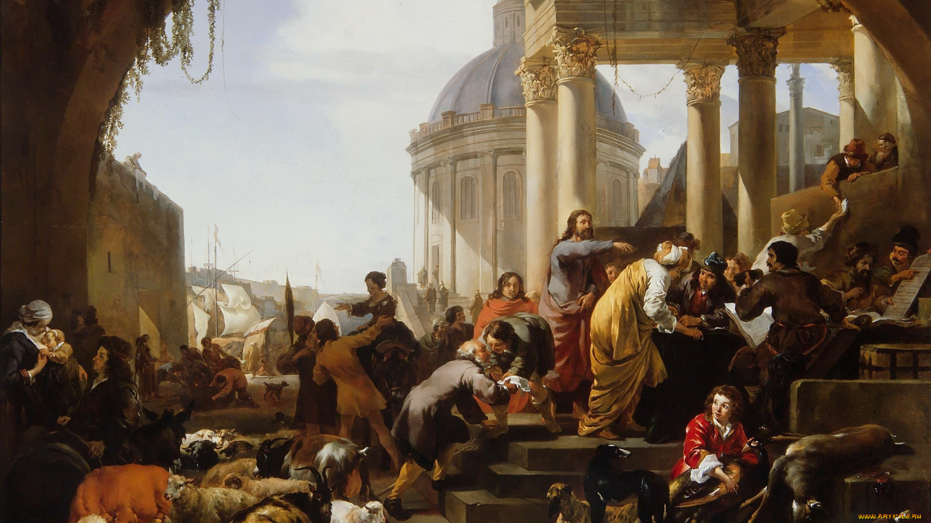 рисованное, живопись, маурицхeйс, берхем, николас, питерс, веникс, ян, батист, призвание, святого, матфея