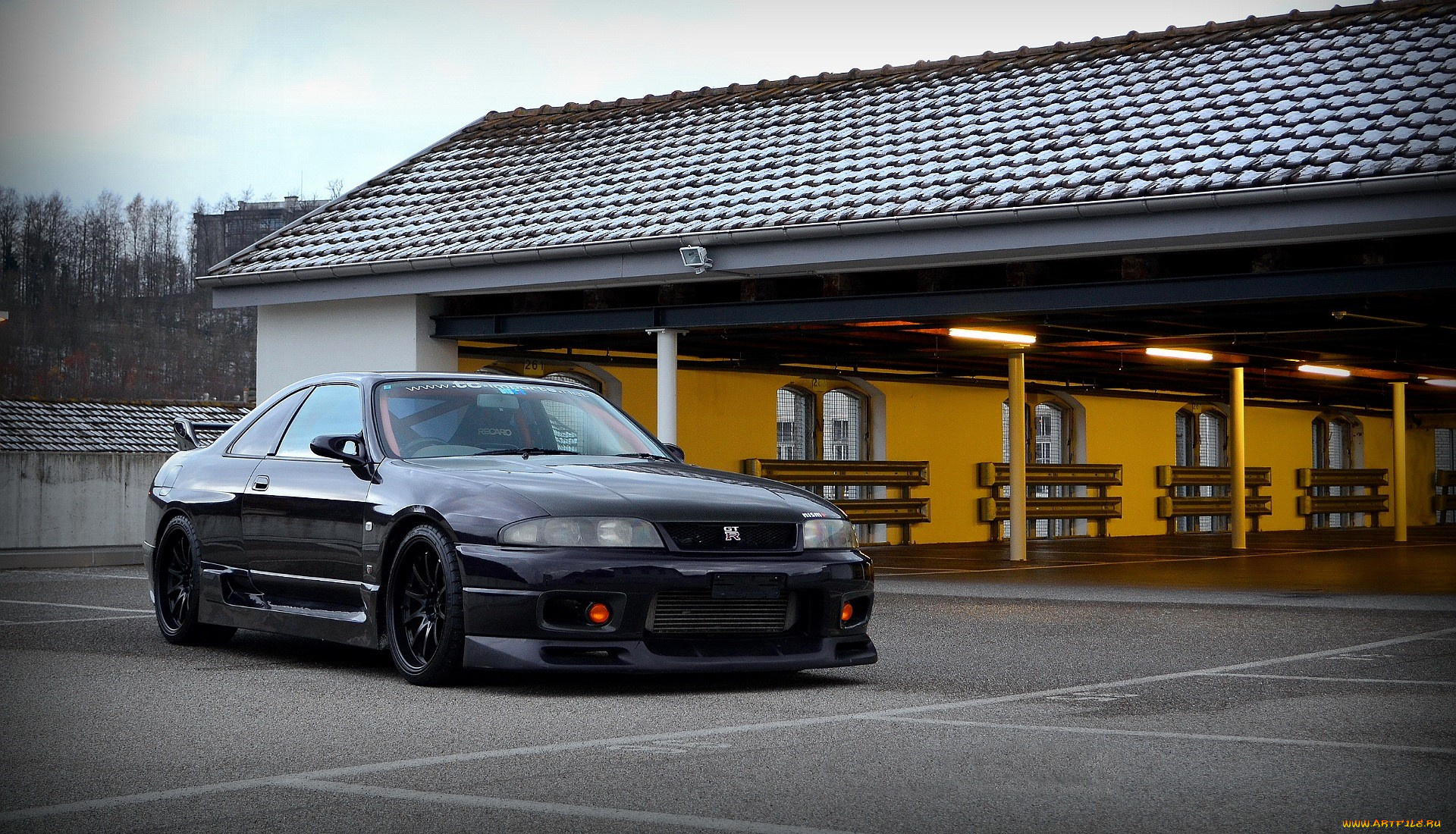 nissan, r33, gtr, автомобили, nissan, datsun, черный, парковка, здание