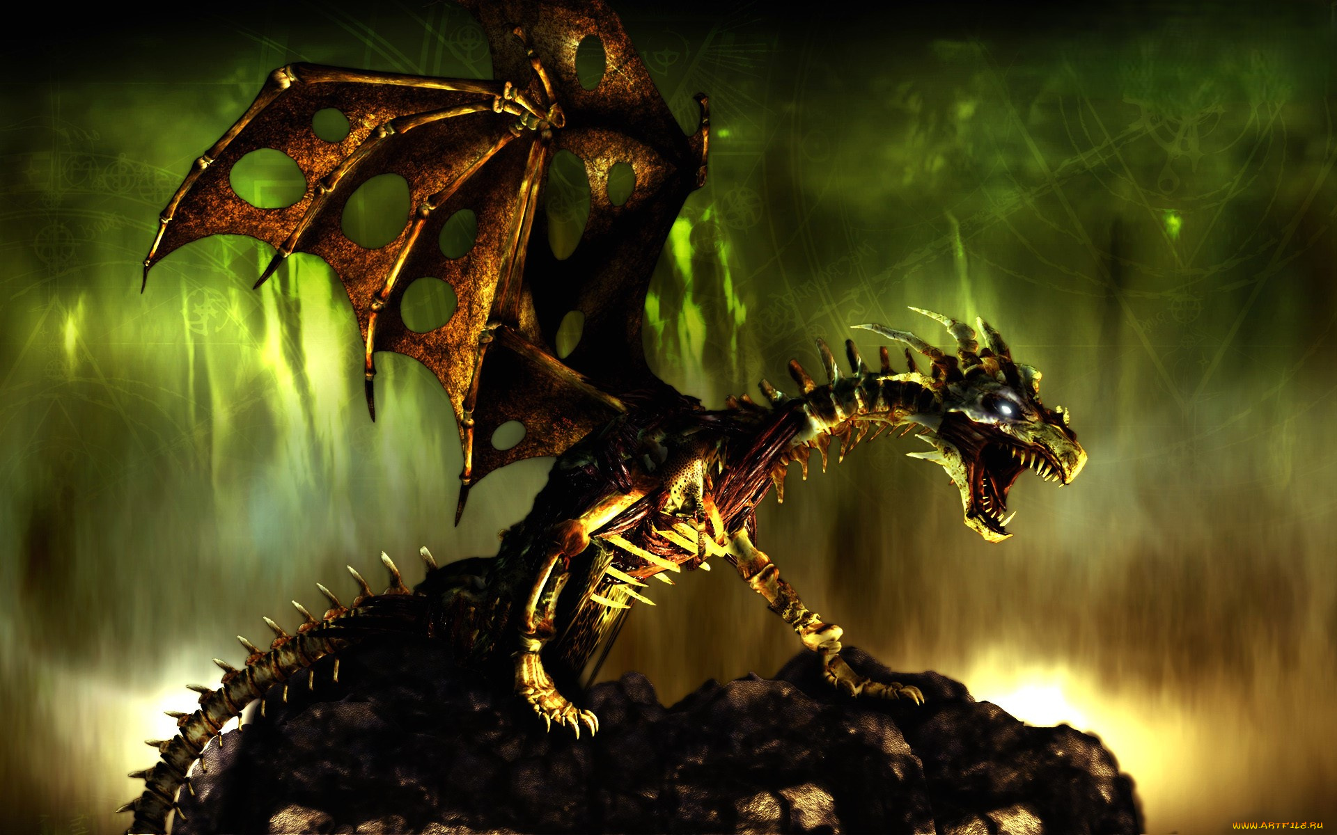 видео, игры, guild, wars, дракон, кости, нежить