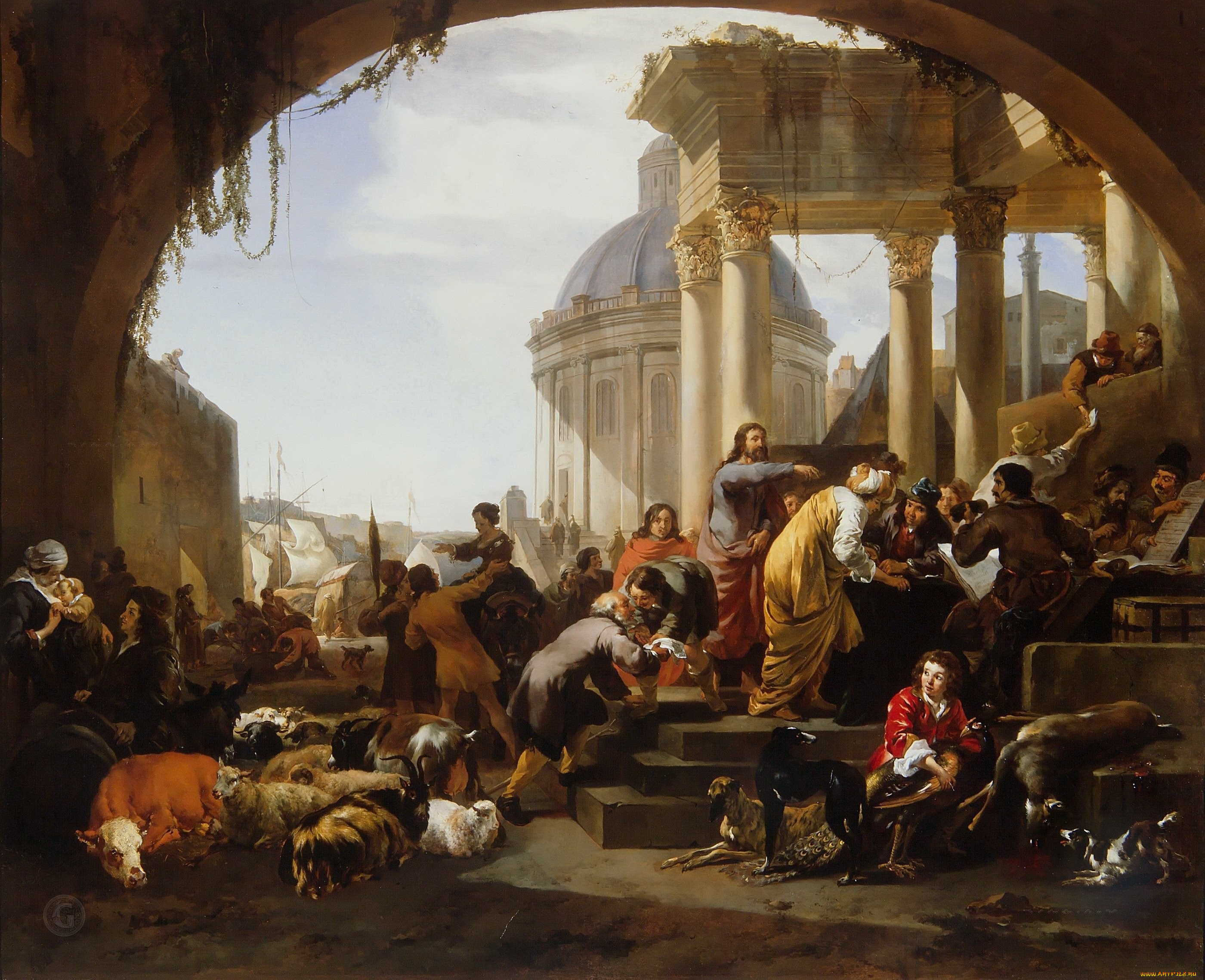 рисованное, живопись, маурицхeйс, берхем, николас, питерс, веникс, ян, батист, призвание, святого, матфея