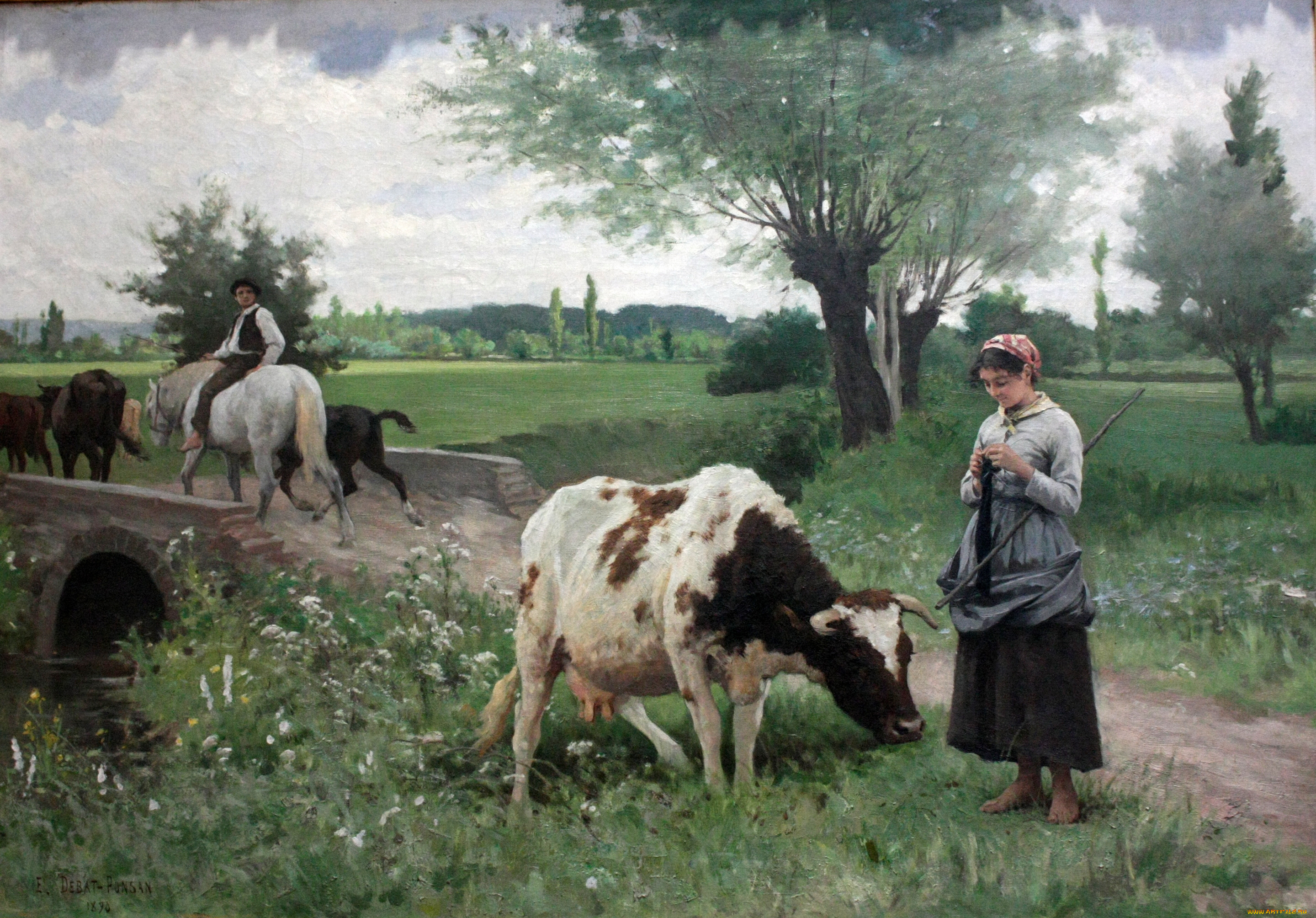 the, well, kept, cow, , edouard, debat-ponsan, рисованное, edouard, debat-ponsan, edouard, debat, ponsan, живопись, классическое, искусство, маслом, эдуард, деба, понсан