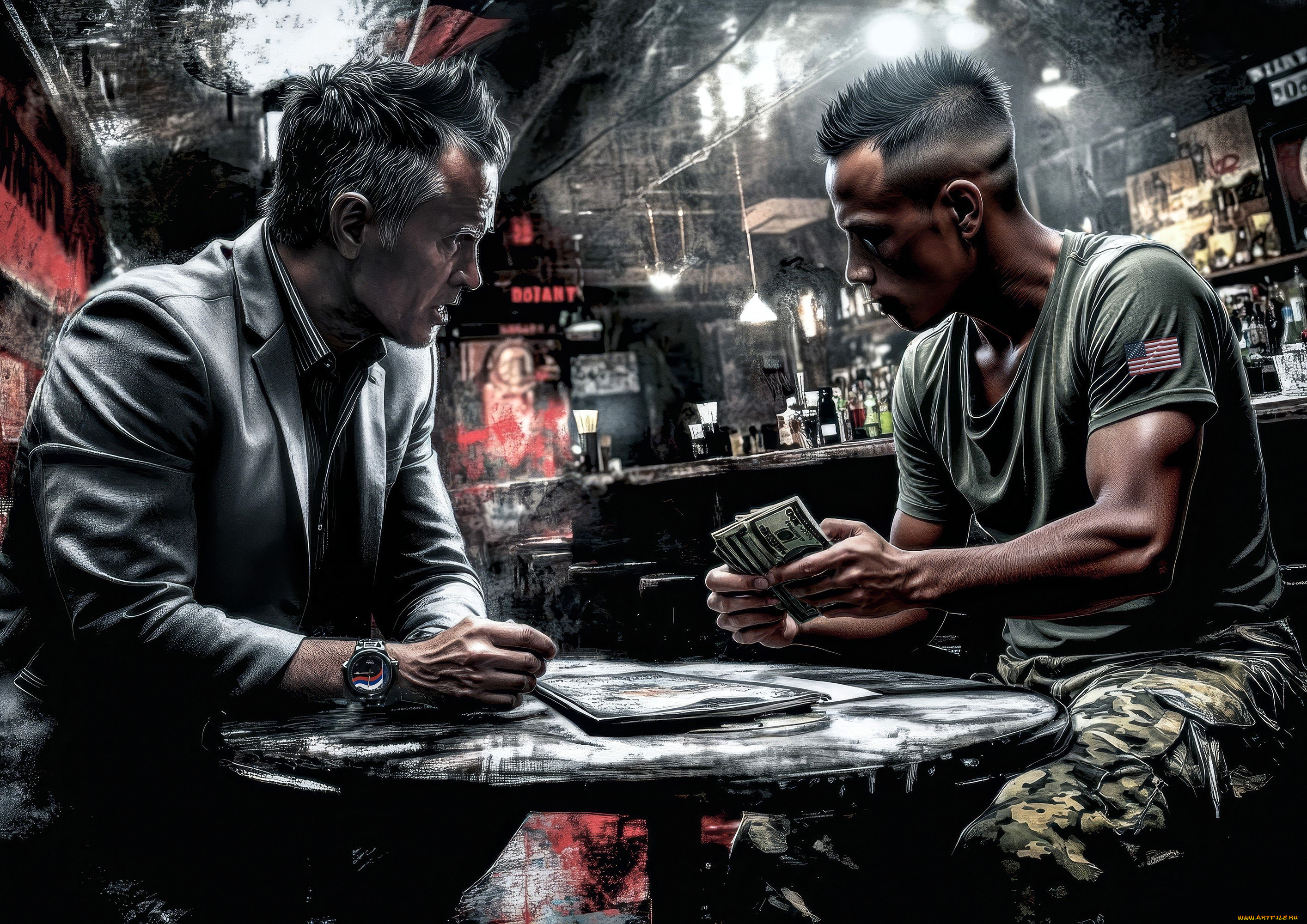 разное, компьютерный, дизайн, бар, военный, люди, мужчины, стол, деньги