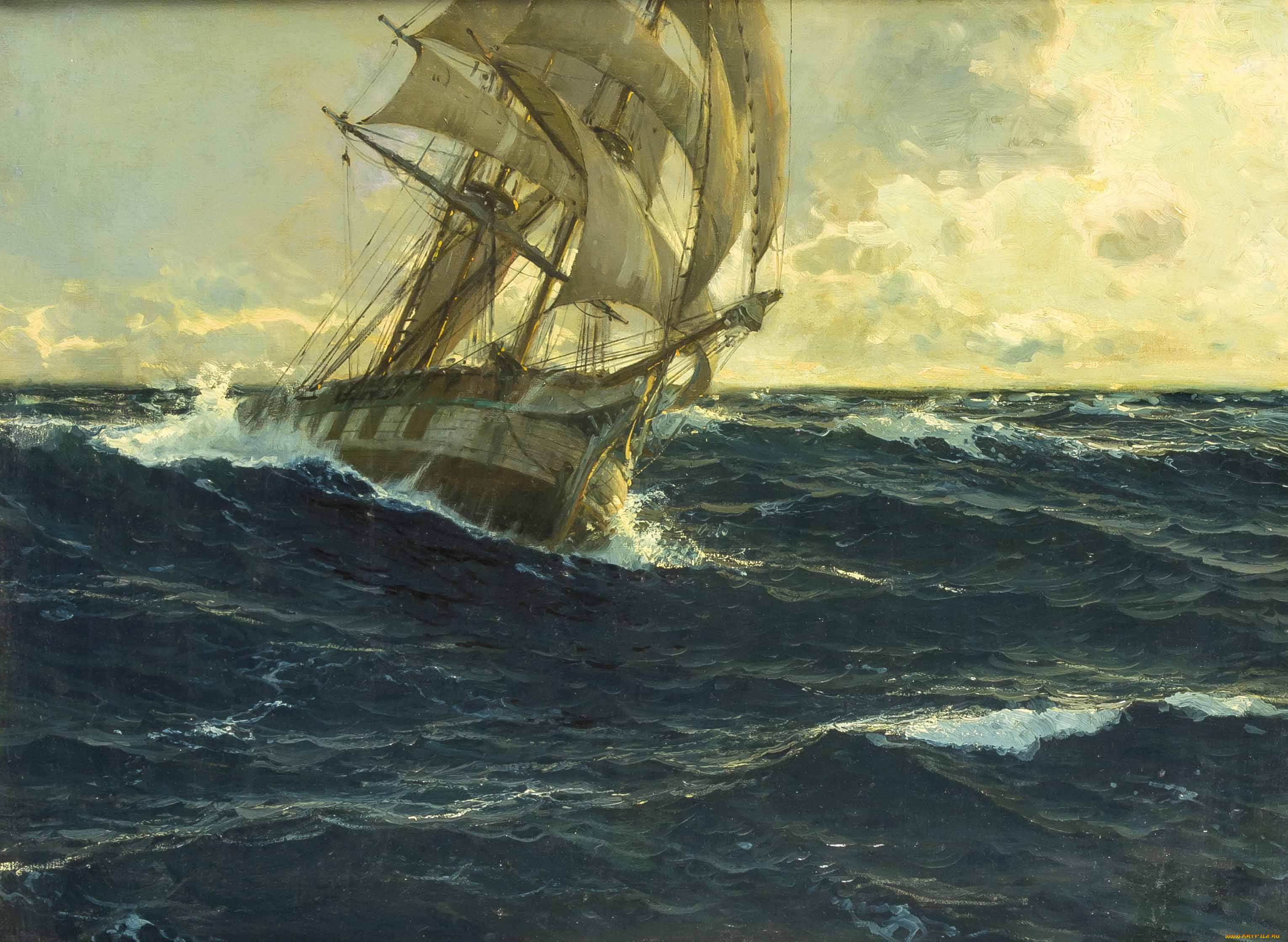 корабли, рисованные, живопись