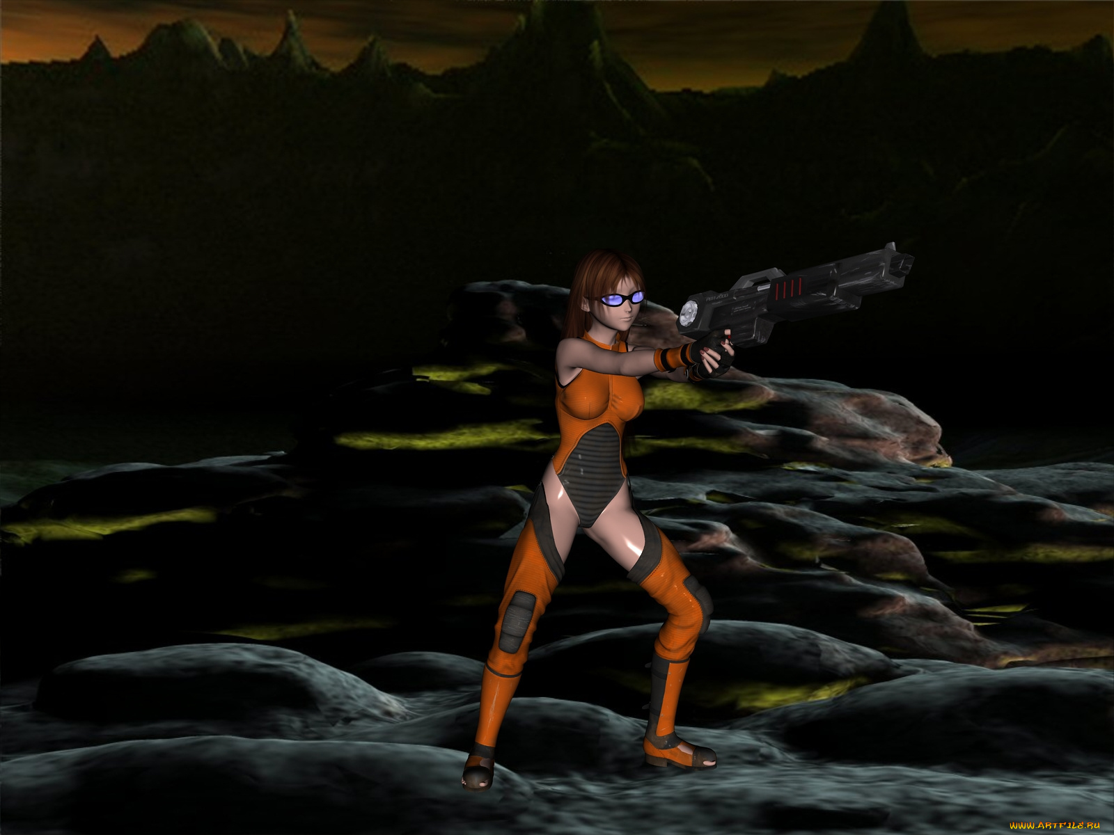 3д, графика, military, очки, девушка