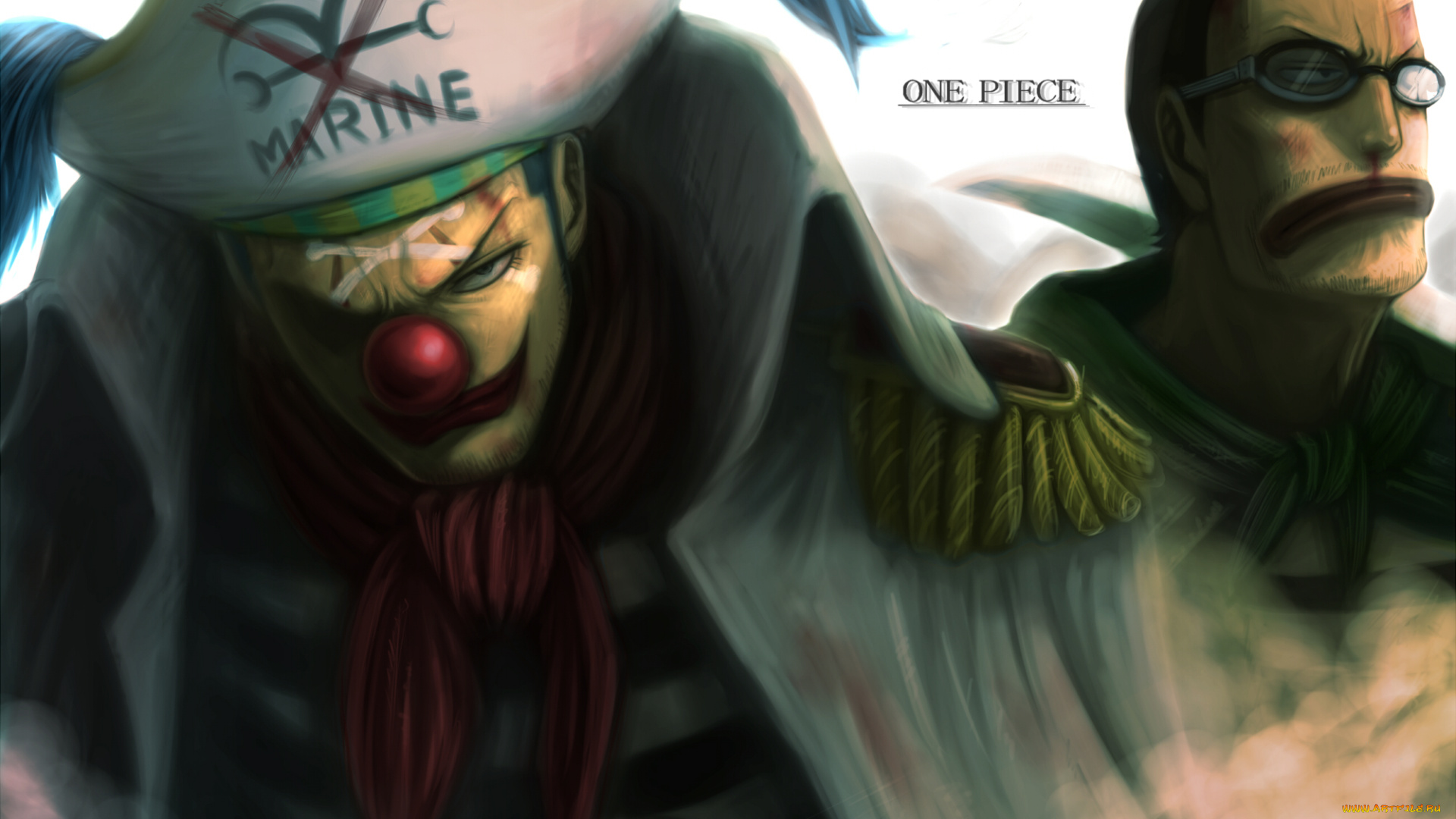 аниме, one, piece, buggy, the, clown, galdino