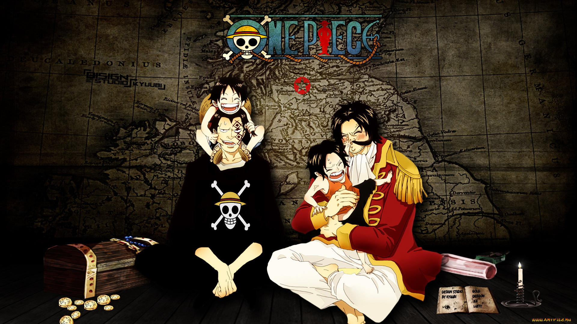 аниме, one, piece, monkey, d, luffy, portgas, ace, dragon, gol, roger