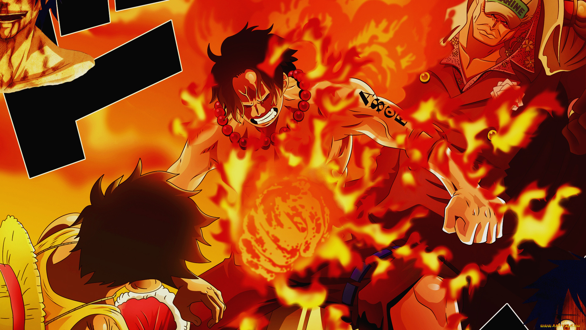 аниме, one, piece, monkey, d, luffy, portgas, ace