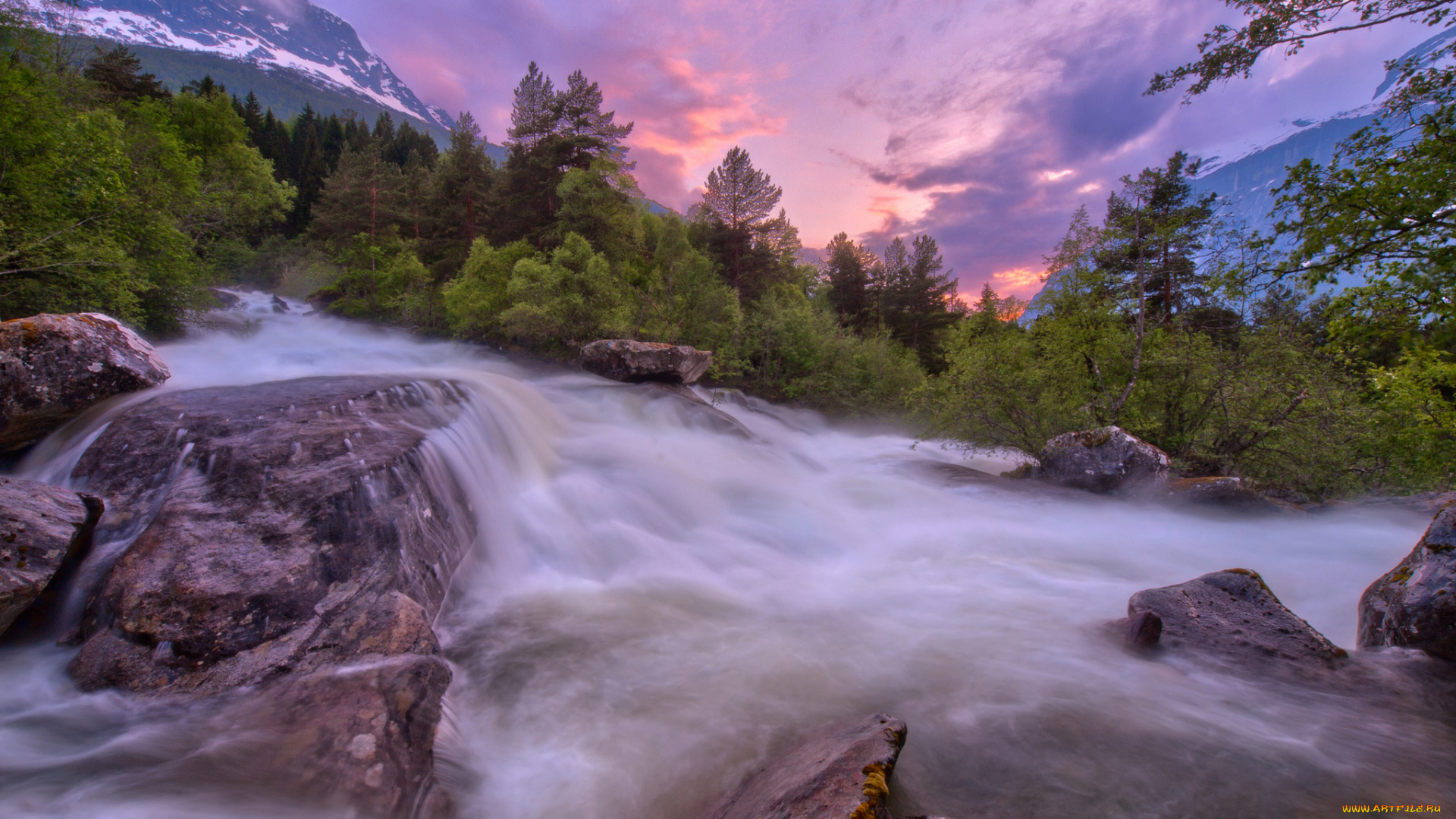 природа, реки, озера, norway, норвегия, река, поток, лес, деревья, горы