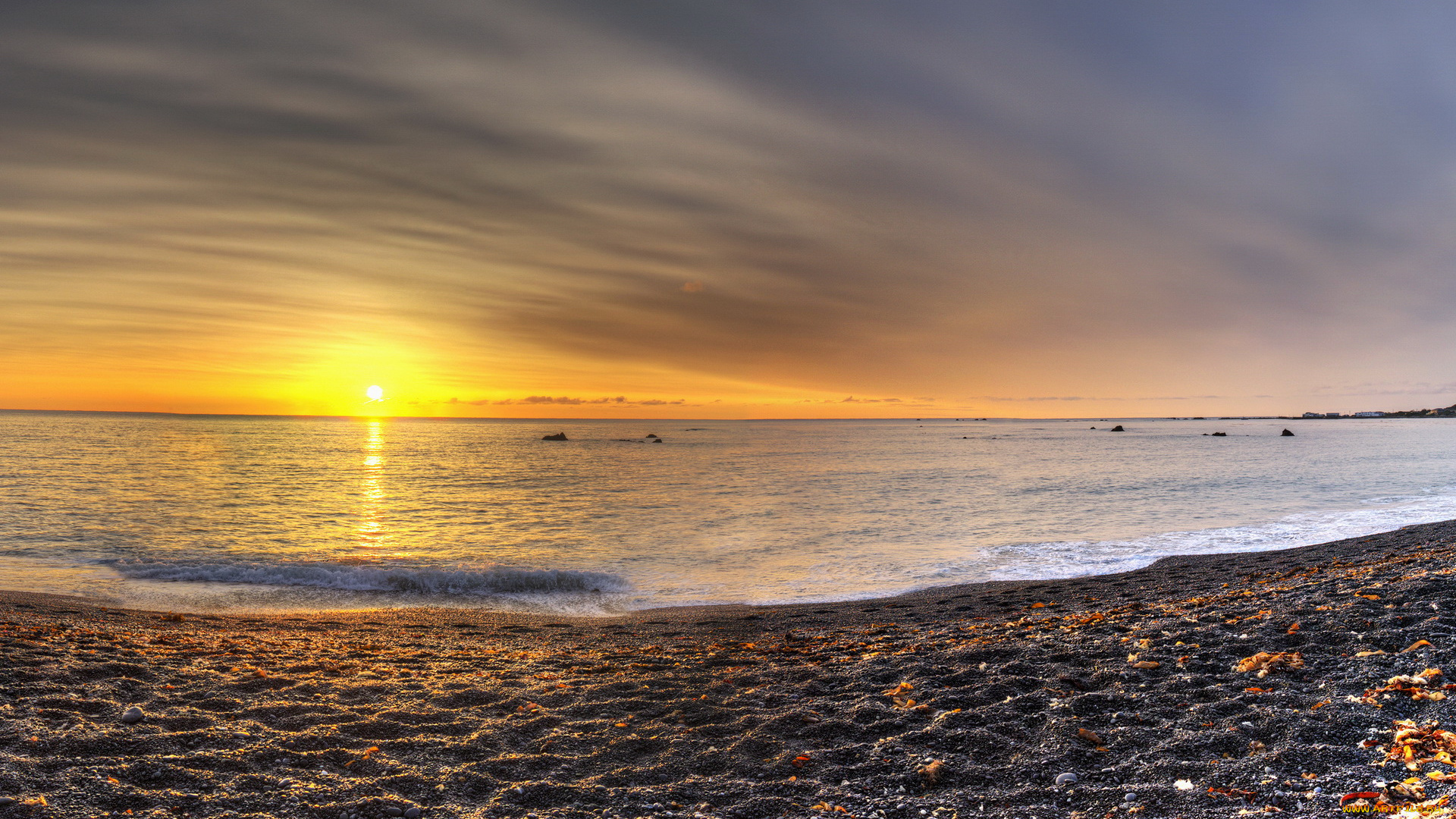 природа, восходы, закаты, закат, пляж, океан