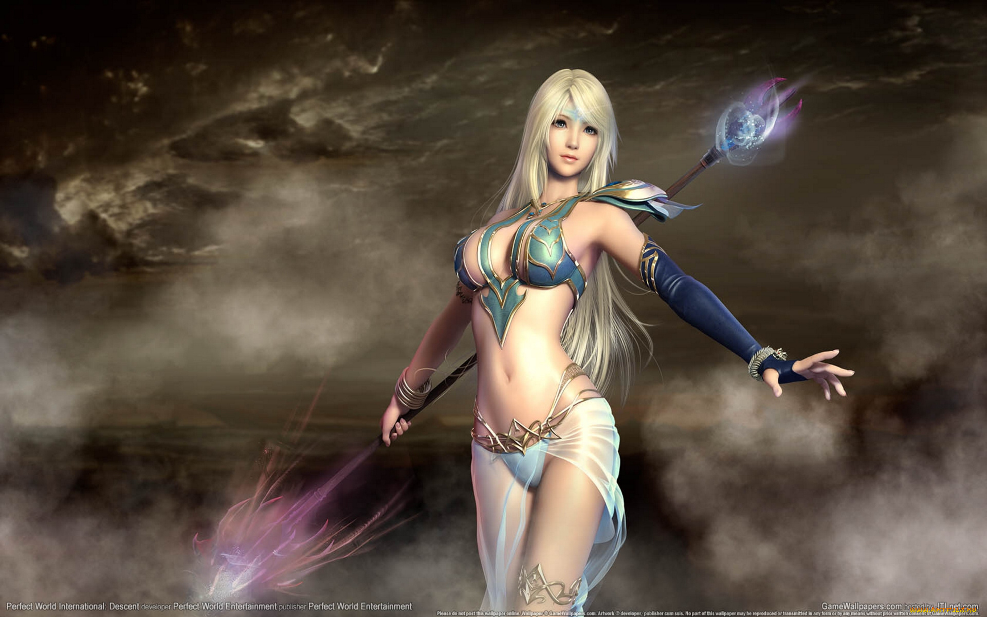 perfect, world, international, descent, видео, игры, посох, девушка, магия