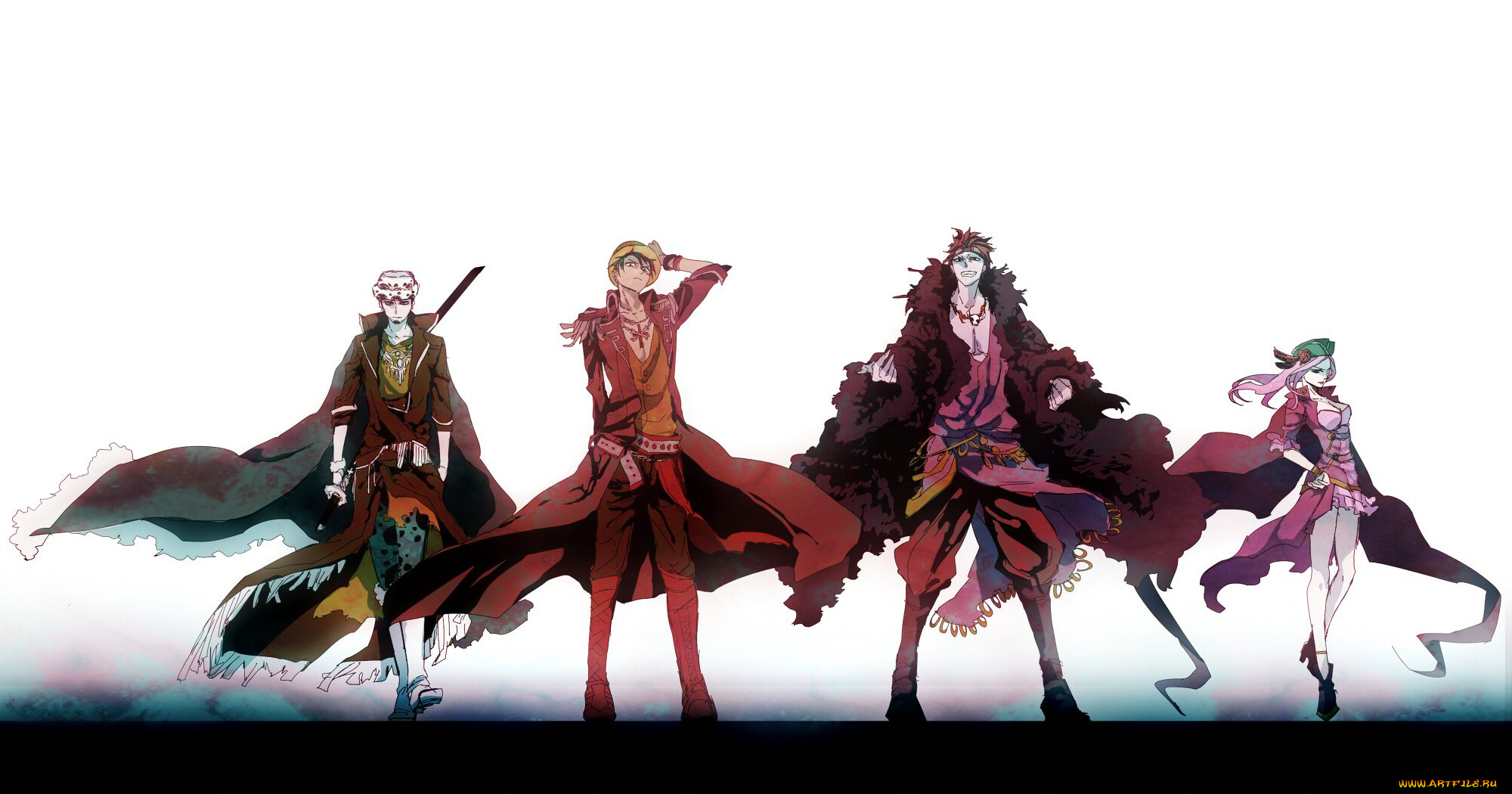 аниме, one, piece, monkey, d, luffy, eustass, kid, trafalgar, law, jewelry, bonnie