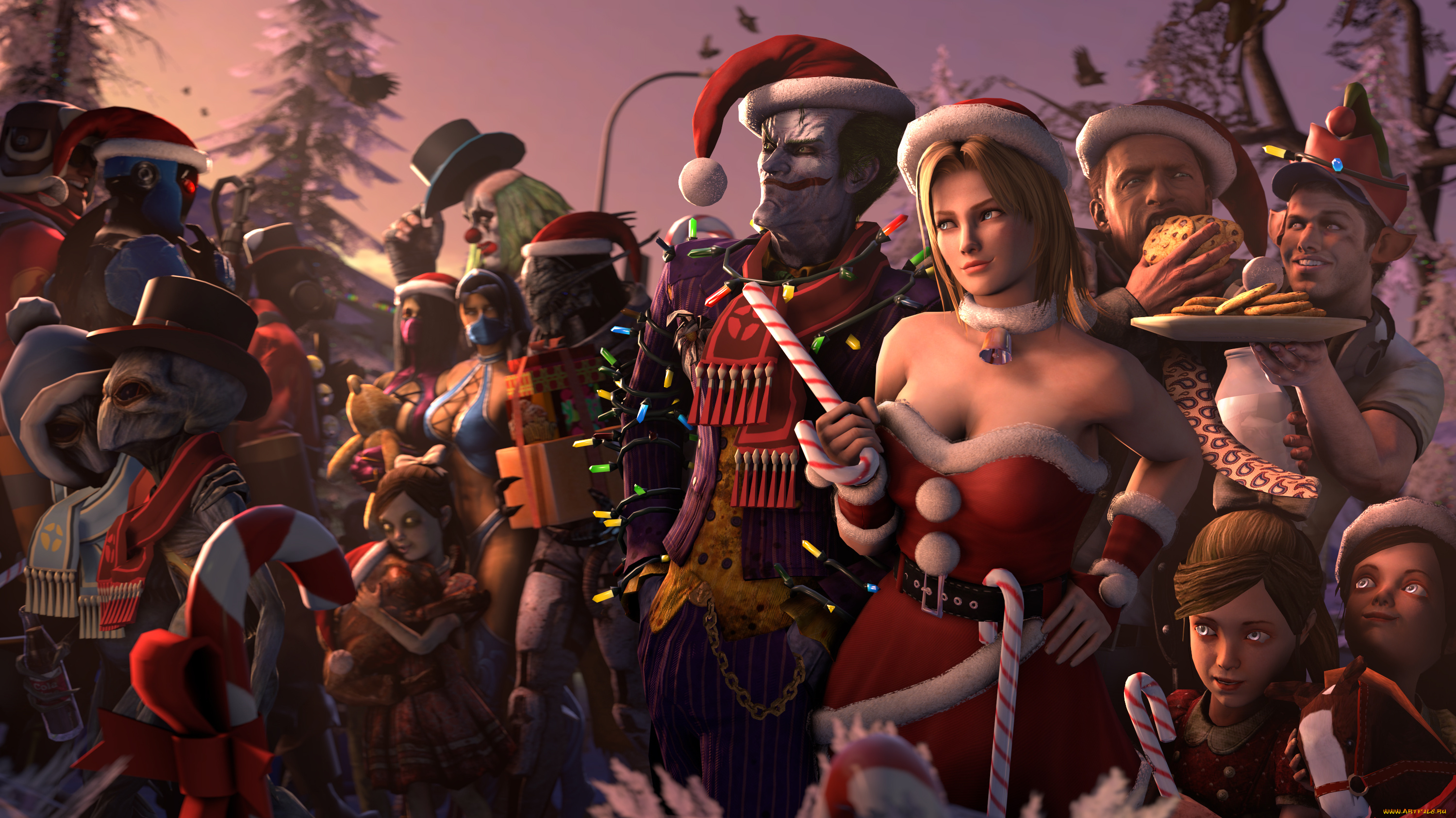 видео, игры, ~~~другое~~~, mass, effect, mortal, kombat, saren, joker, christmas, фан-арт, персонажи