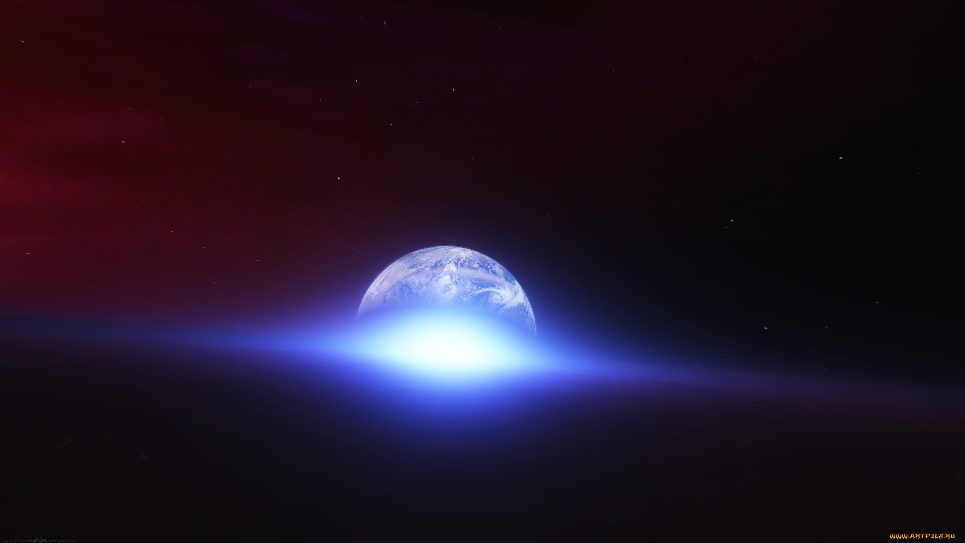 космос, арт, планета, сияния