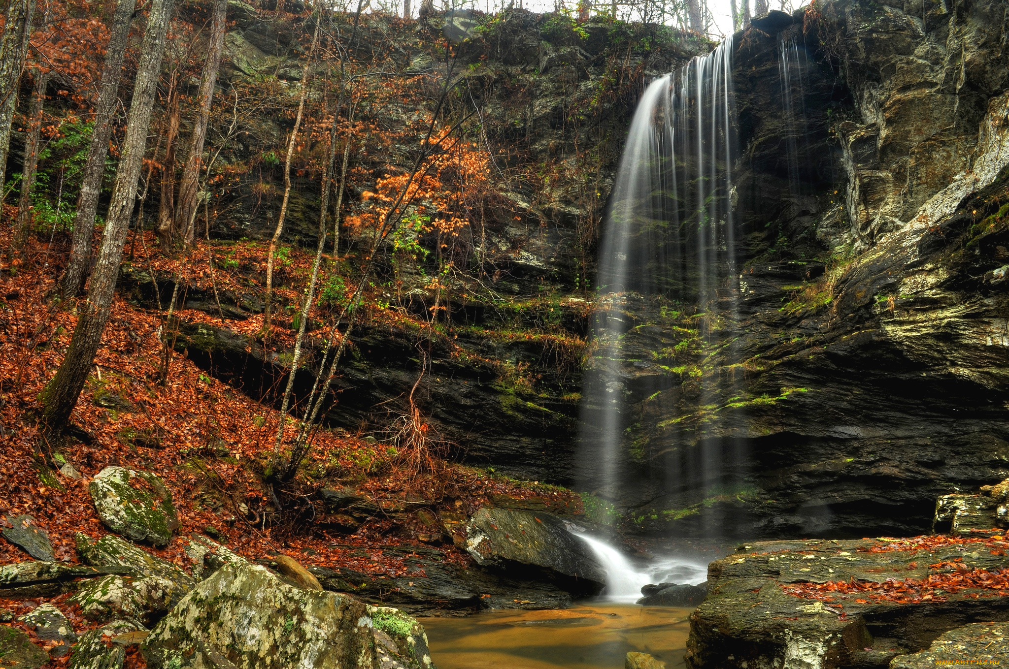 природа, водопады, поток, вода