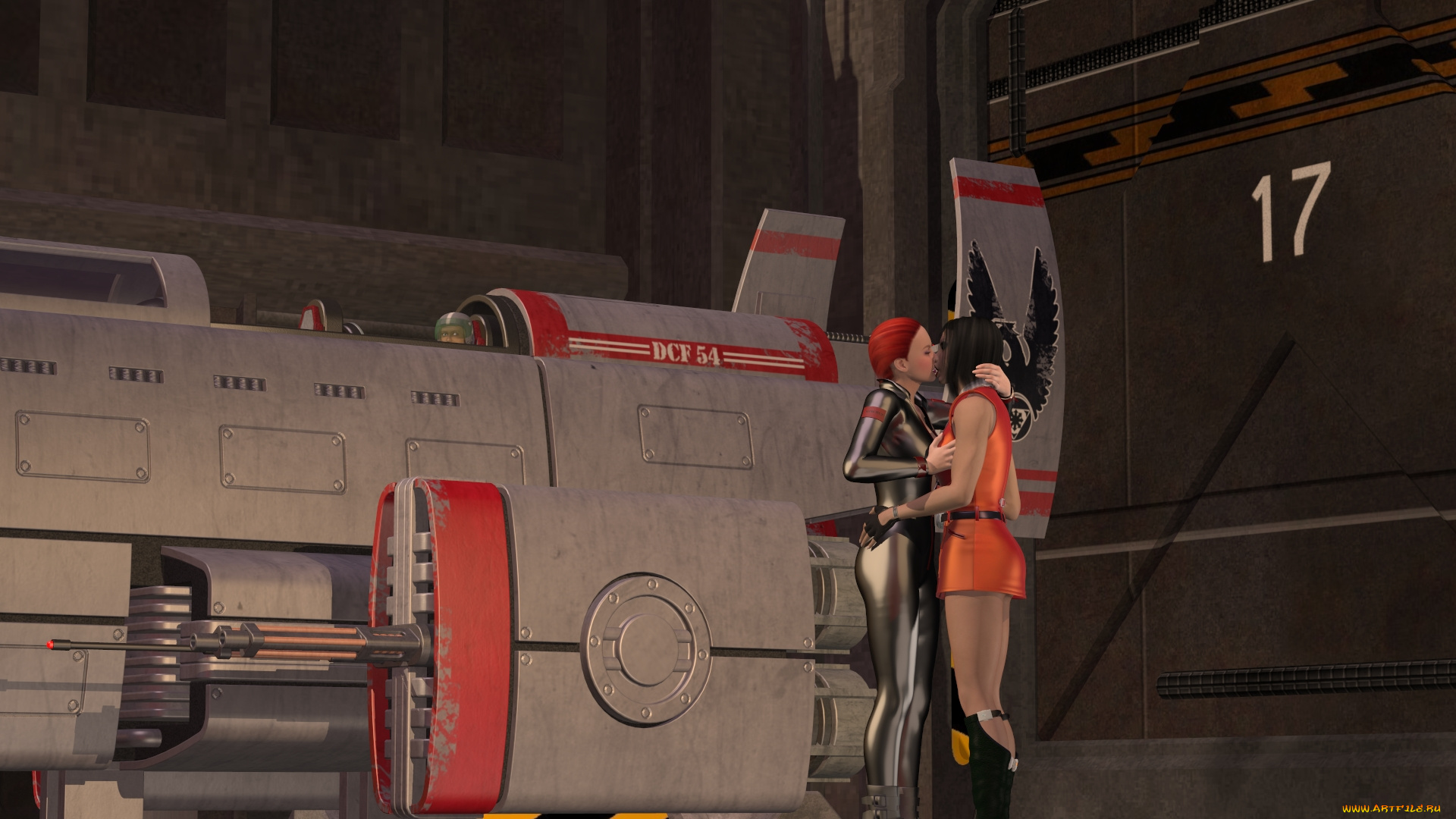 3д, графика, фантазия, , fantasy, космический, корабль, девушки