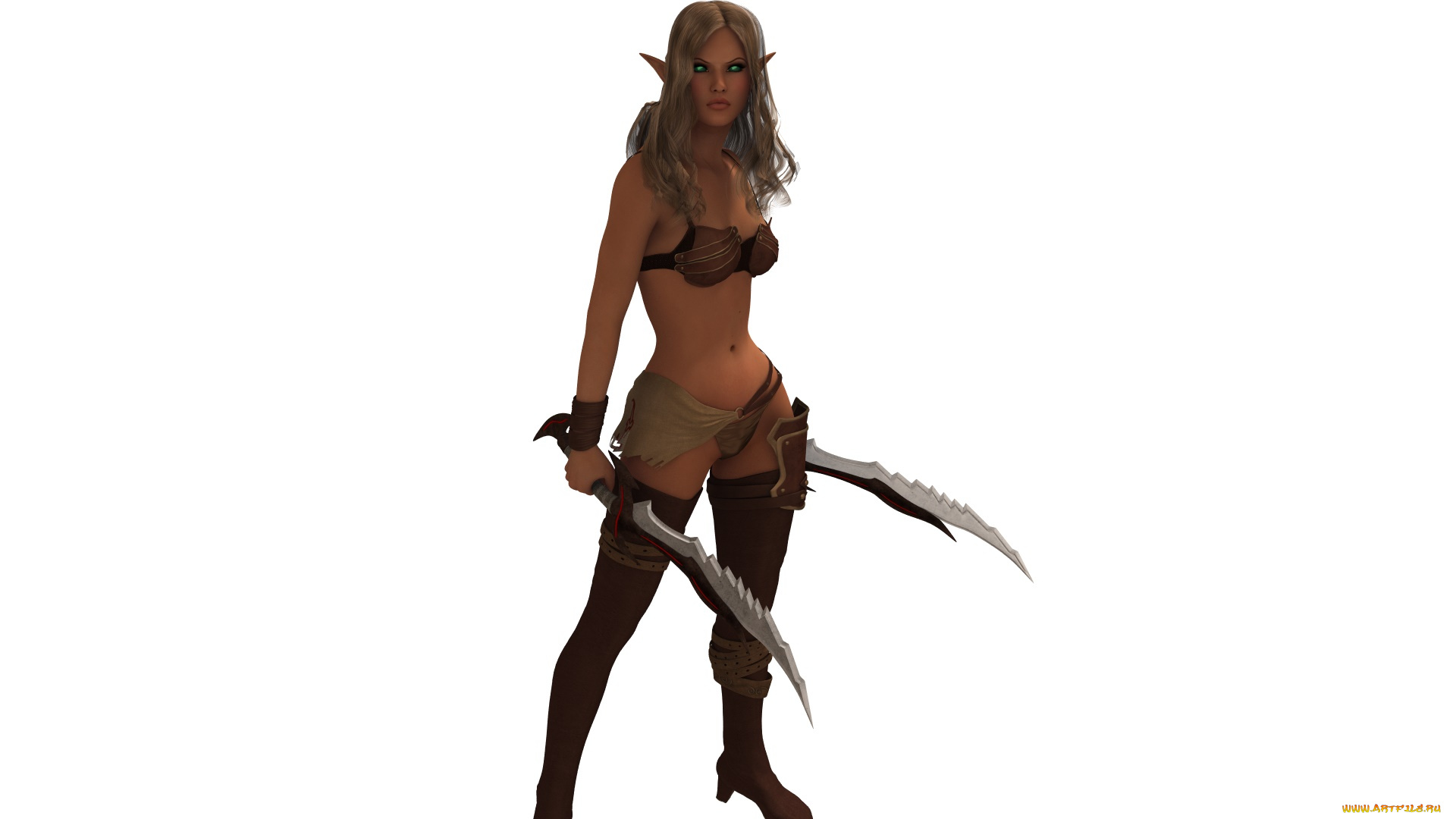 3д, графика, эльфы, , elves, оружие, фон, взгляд, эльфийка