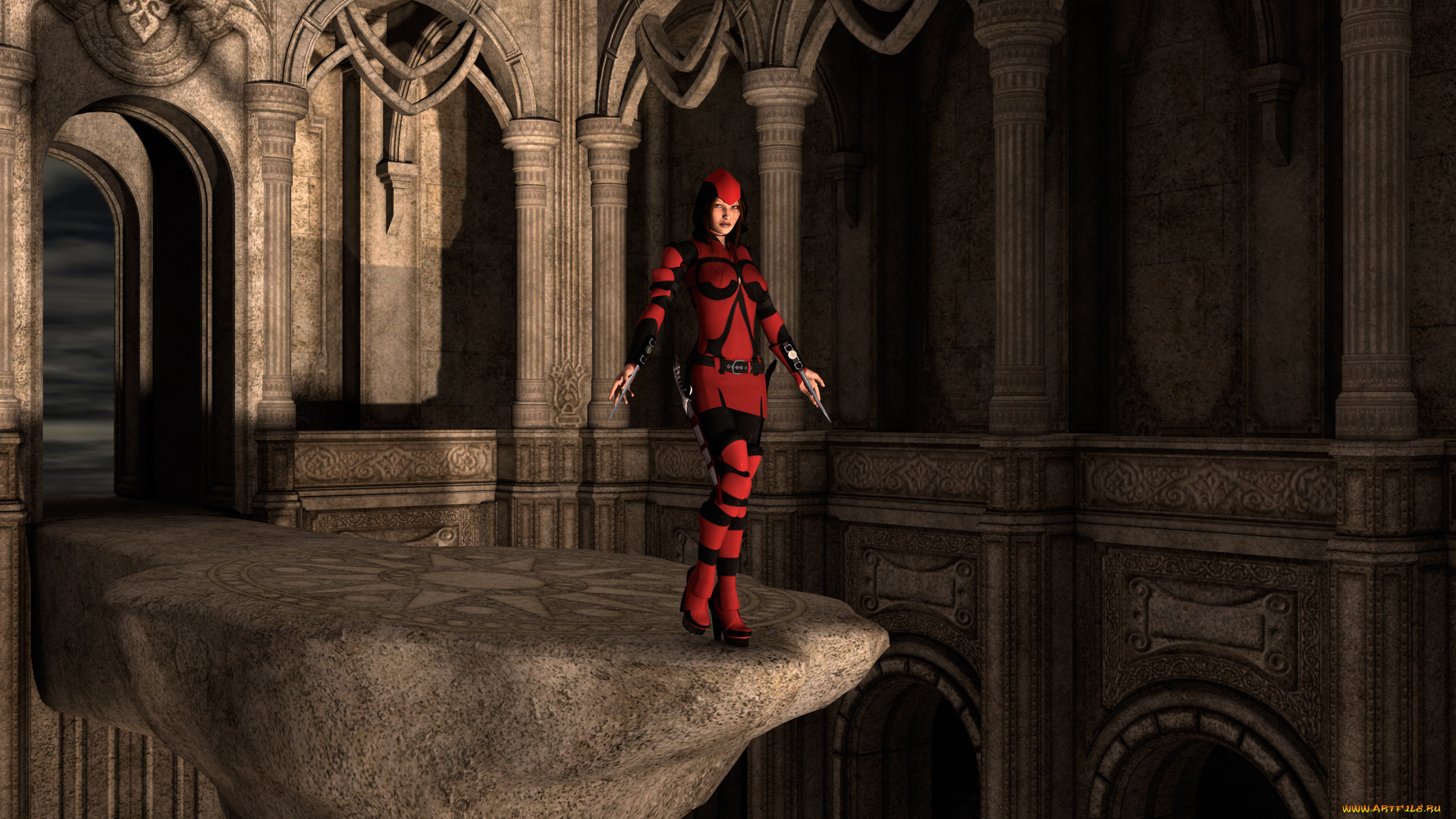 3д, графика, фантазия, , fantasy, оружие, взгляд, девушка, фон