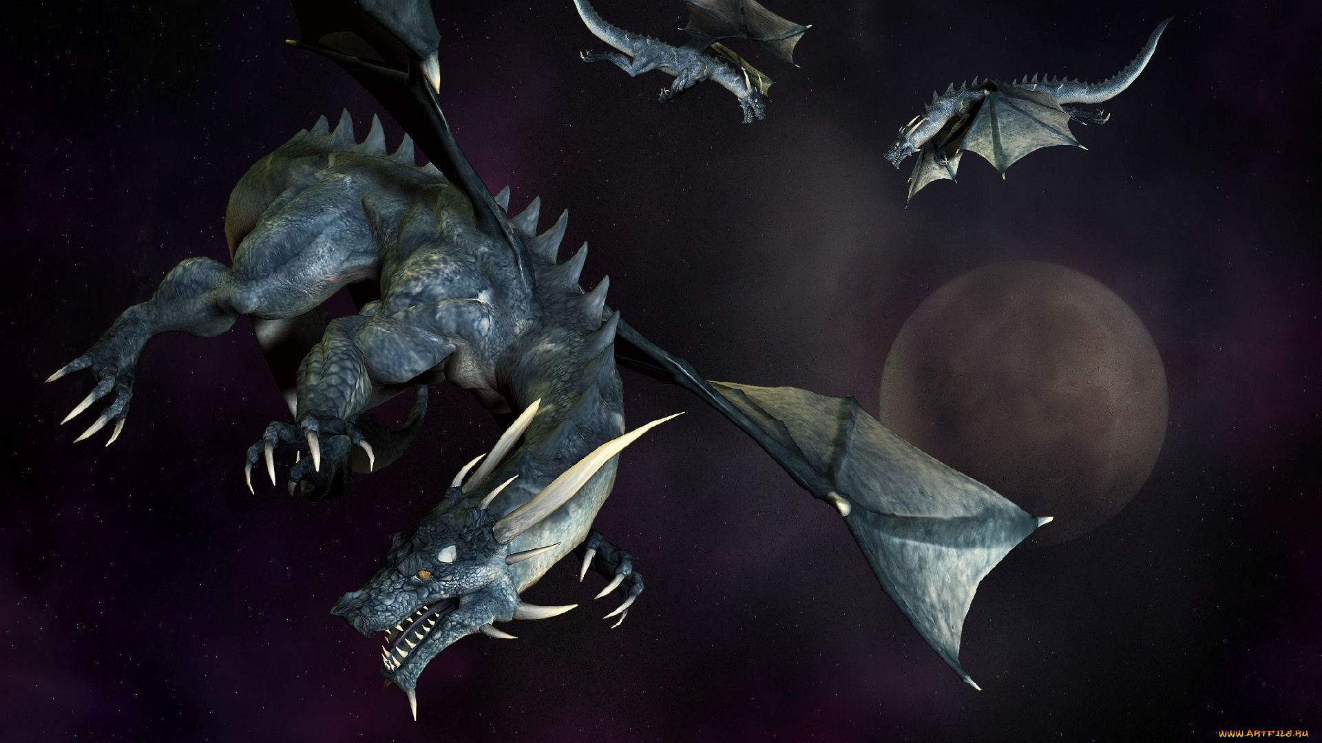 3д, графика, существа, , creatures, планета, драконы