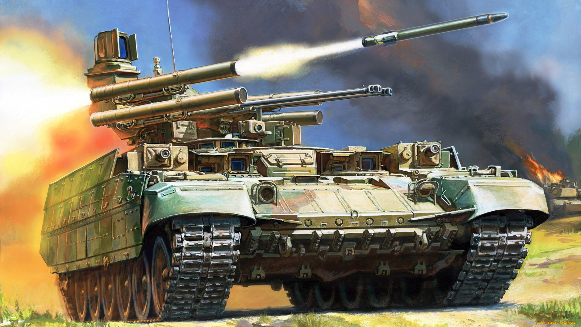 рисованное, армия, танк