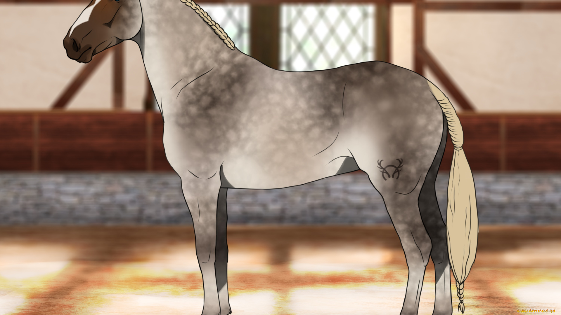 рисованное, животные, , лошади, взгляд, фон, лошадь