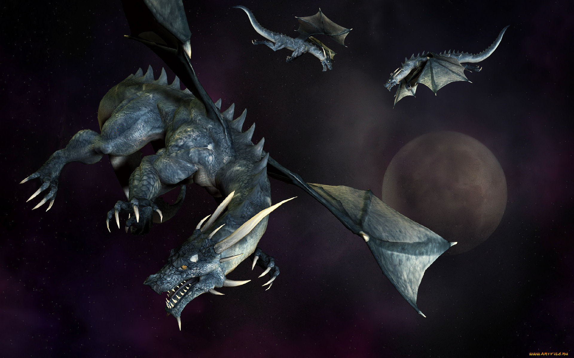 3д, графика, существа, , creatures, планета, драконы